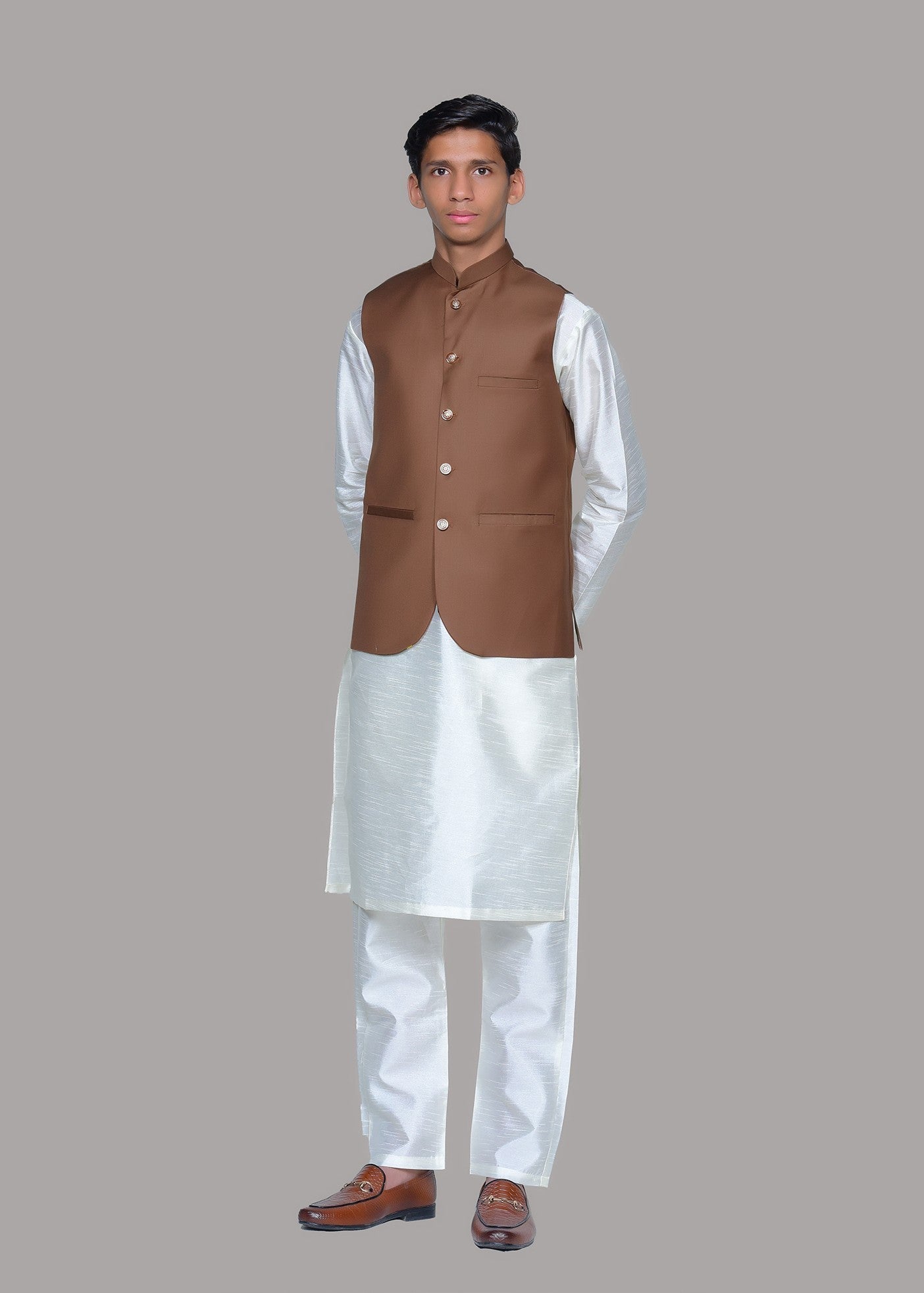 tropical Waistcoat in Brown