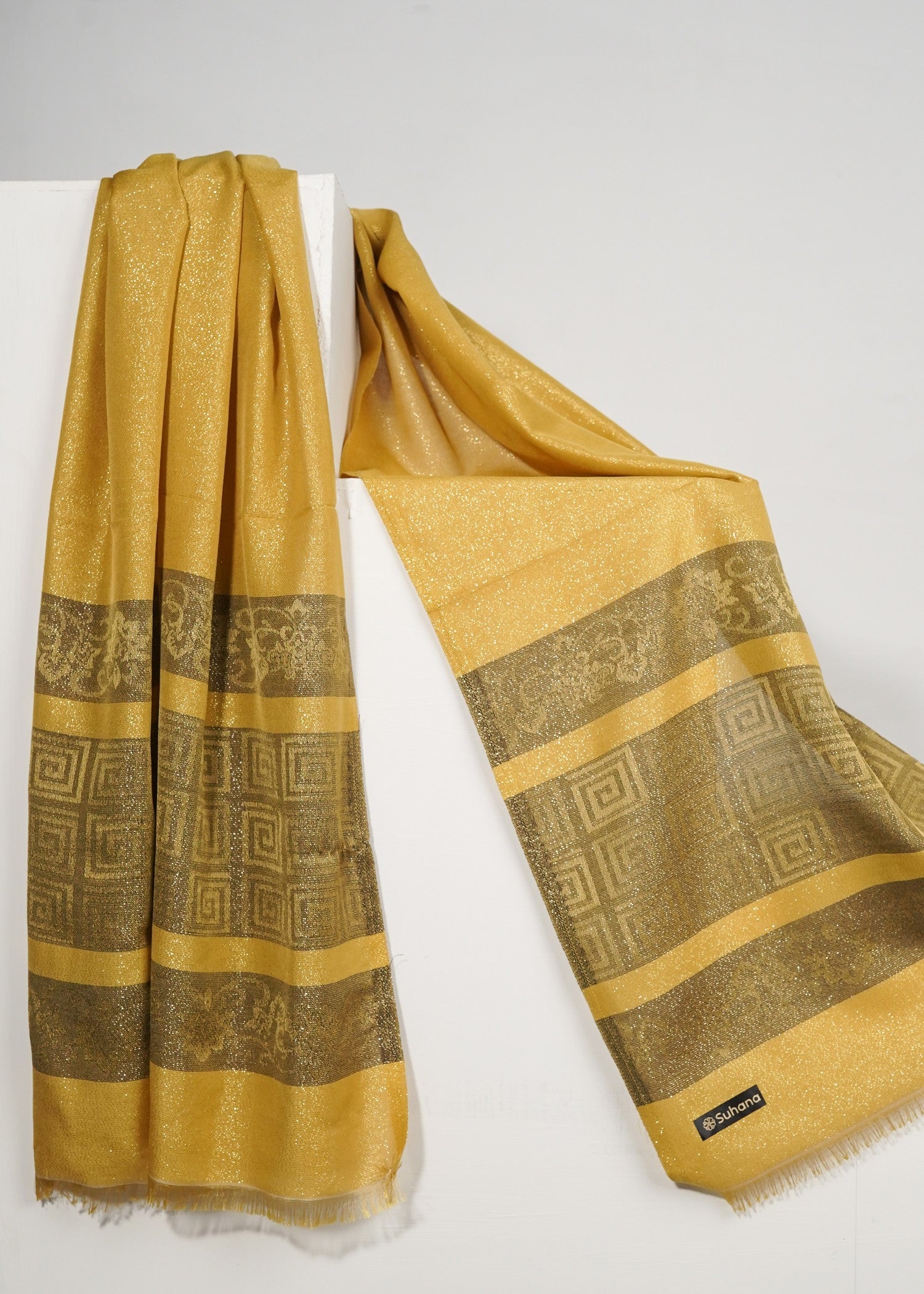 zari lawn Hijab in Multi, yellow