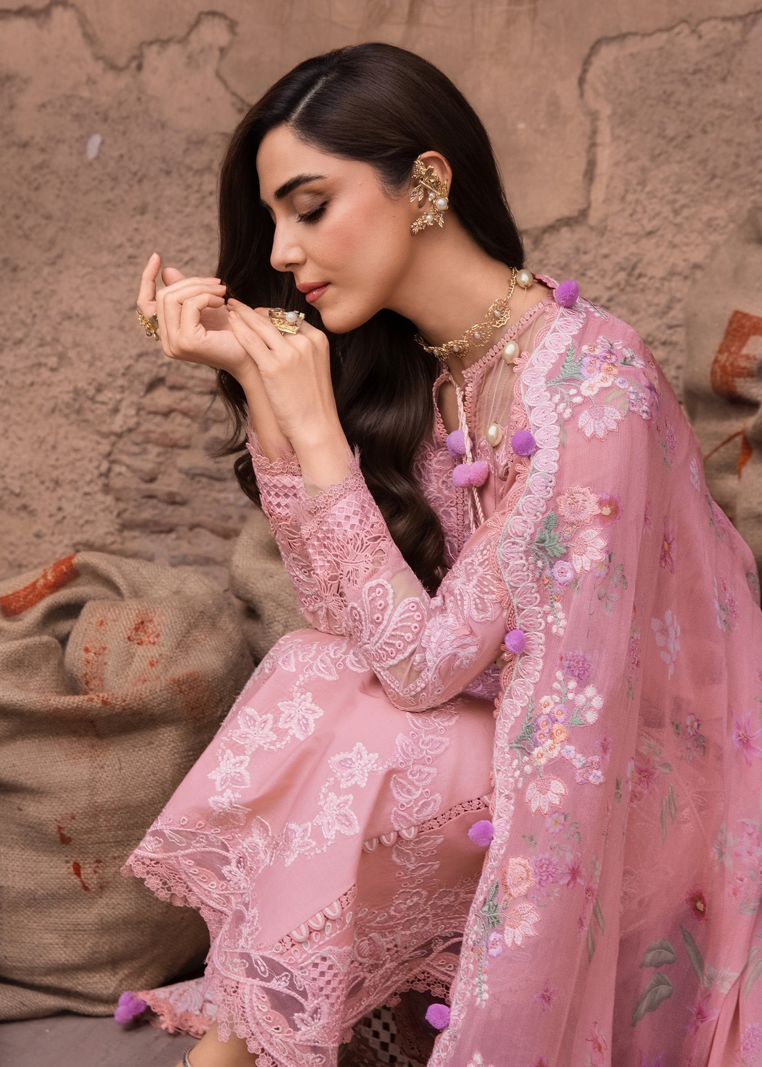 lawn Unstitched in Blush pink