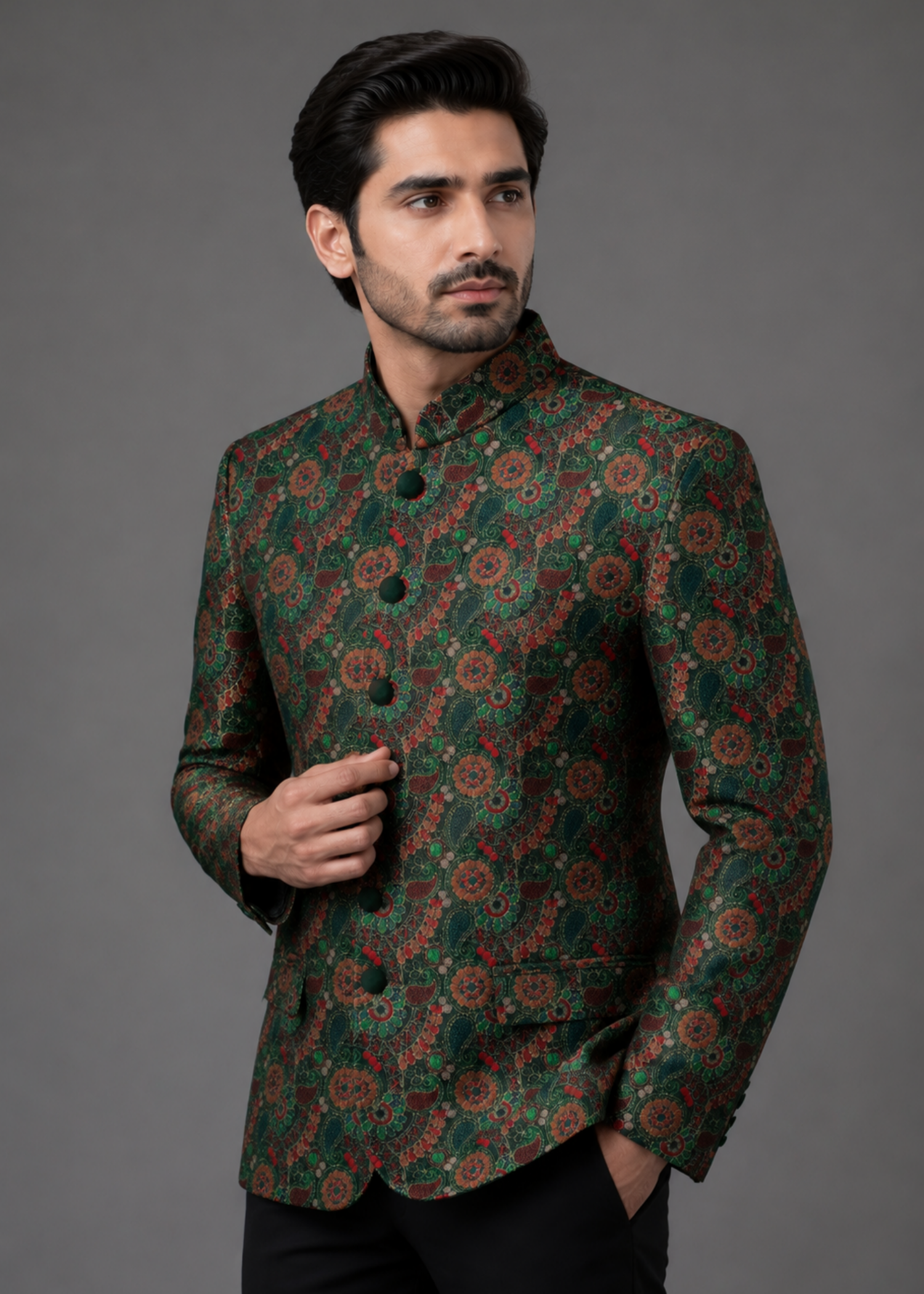 velvet Prince Coat in Green