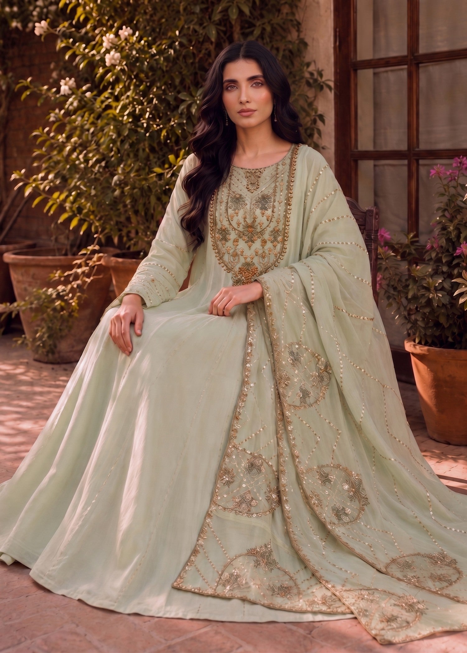 chiffon Maxi in Pistachio green