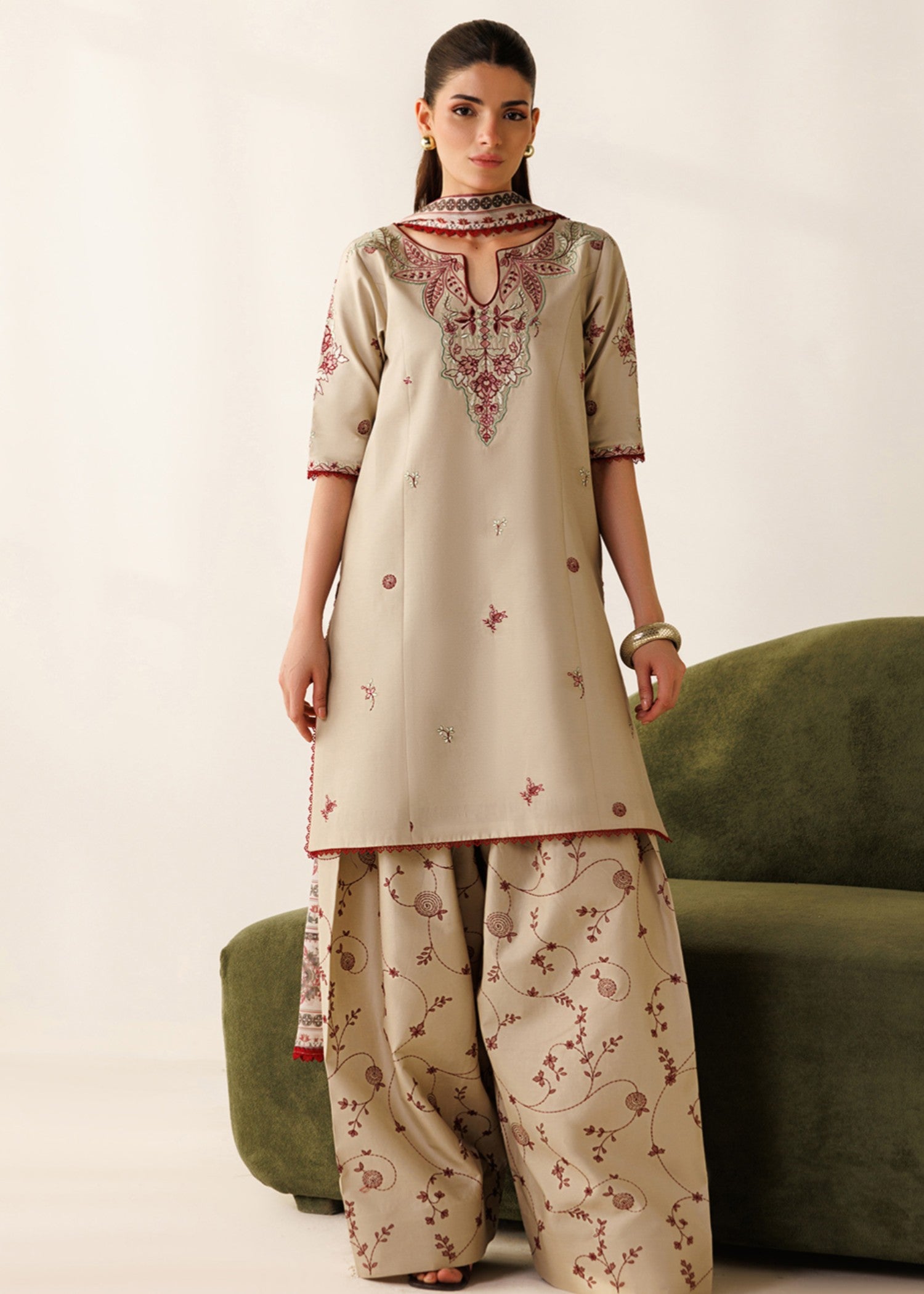 karandi Kurta Set in Beige