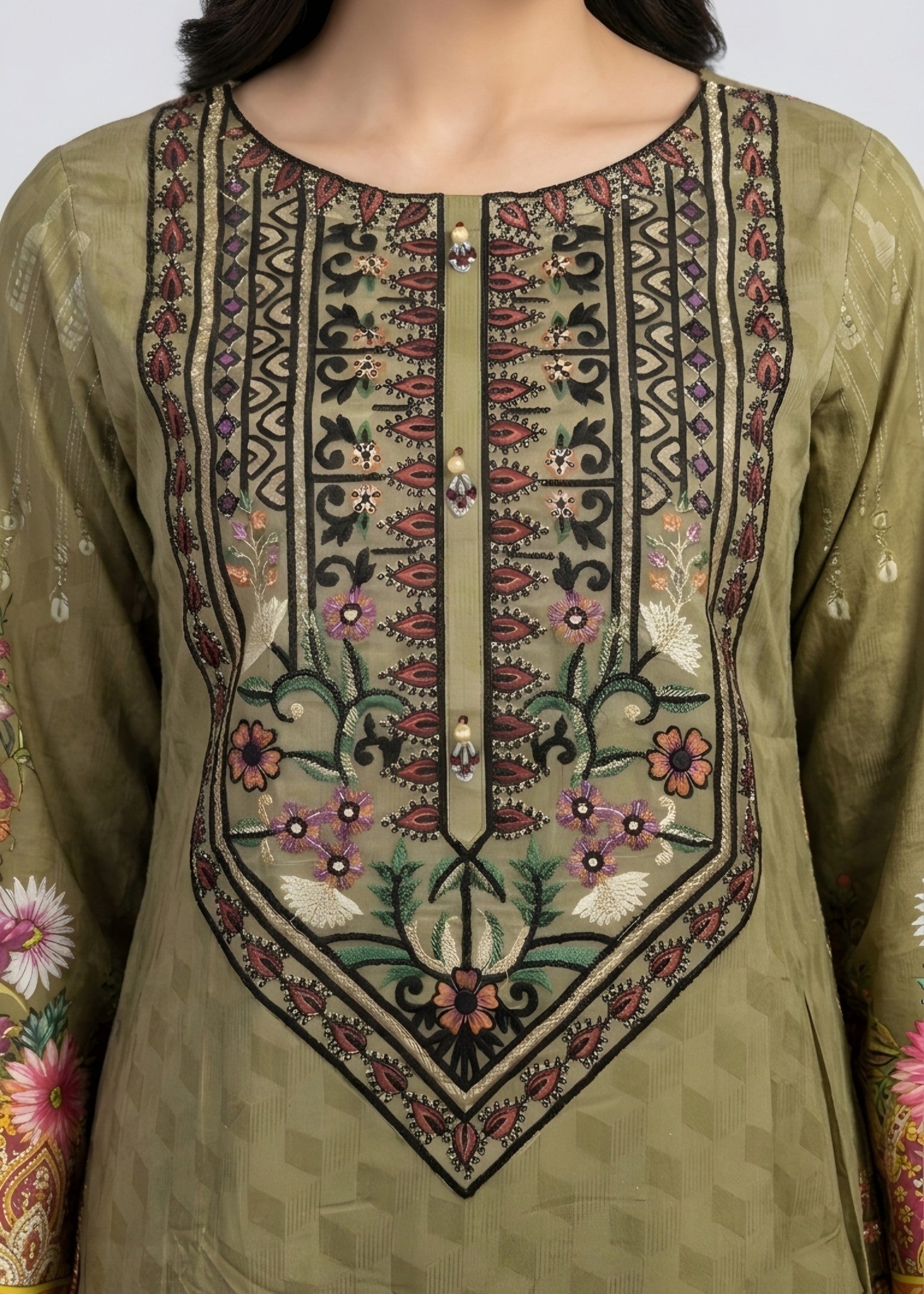 linen Kurta Set in Apple green