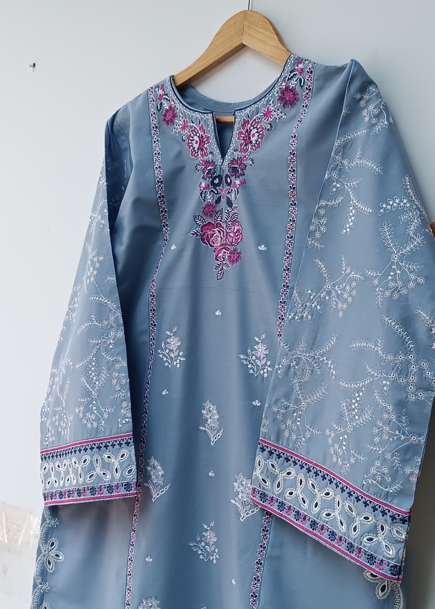 lawn Kurta Set in Carolina blue