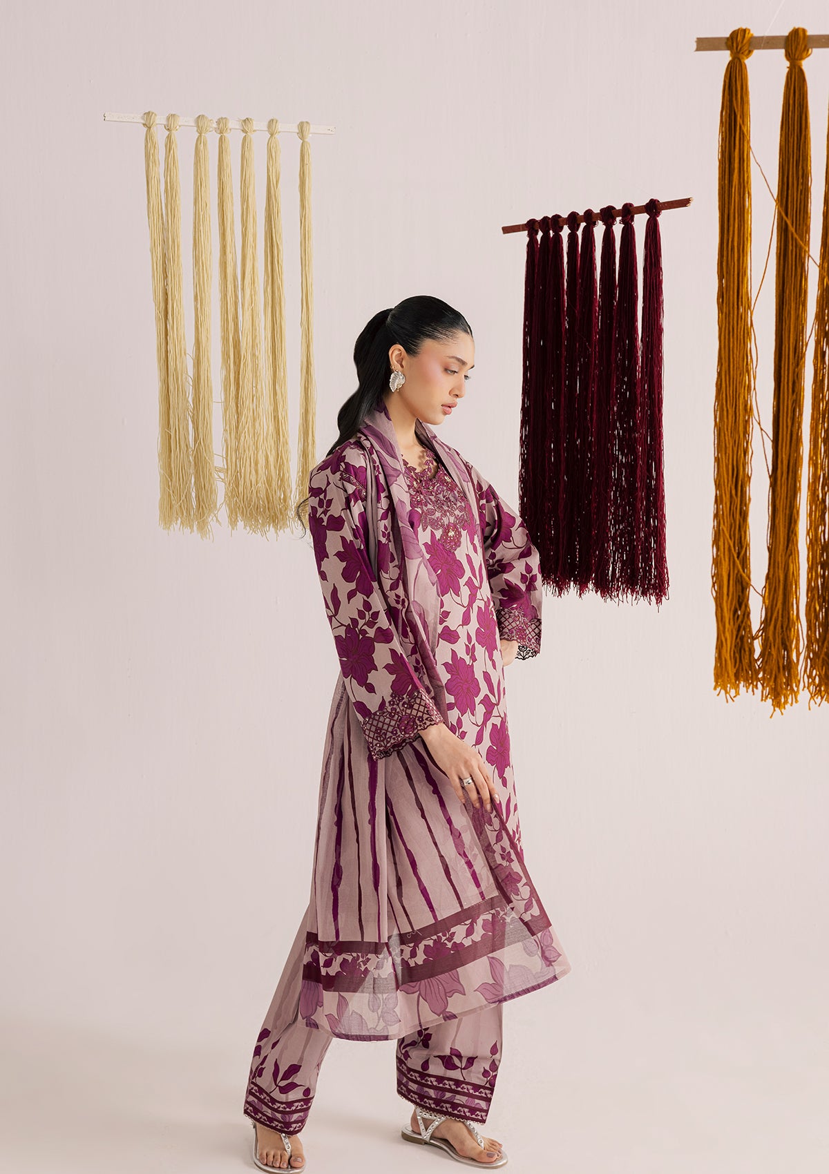 lawn Kurta Set in Purple
