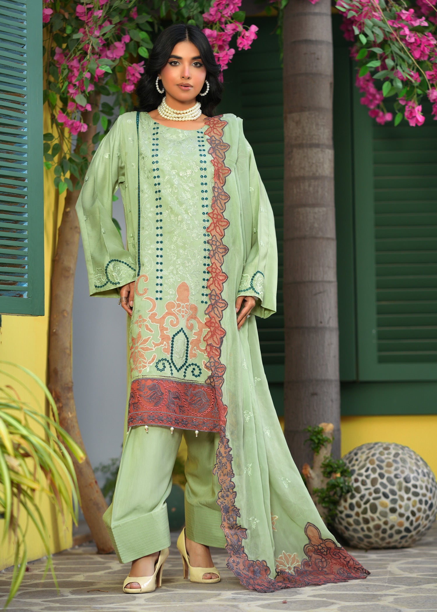 viscose Kurta Set in Lime green