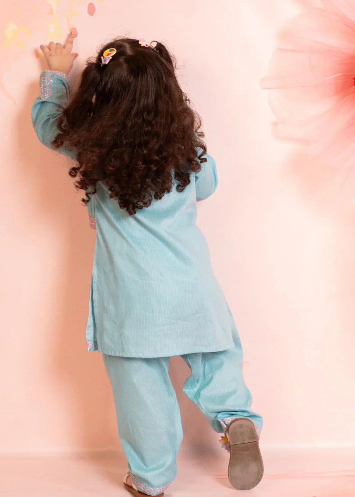 cotton Kurta Set in Light cyan