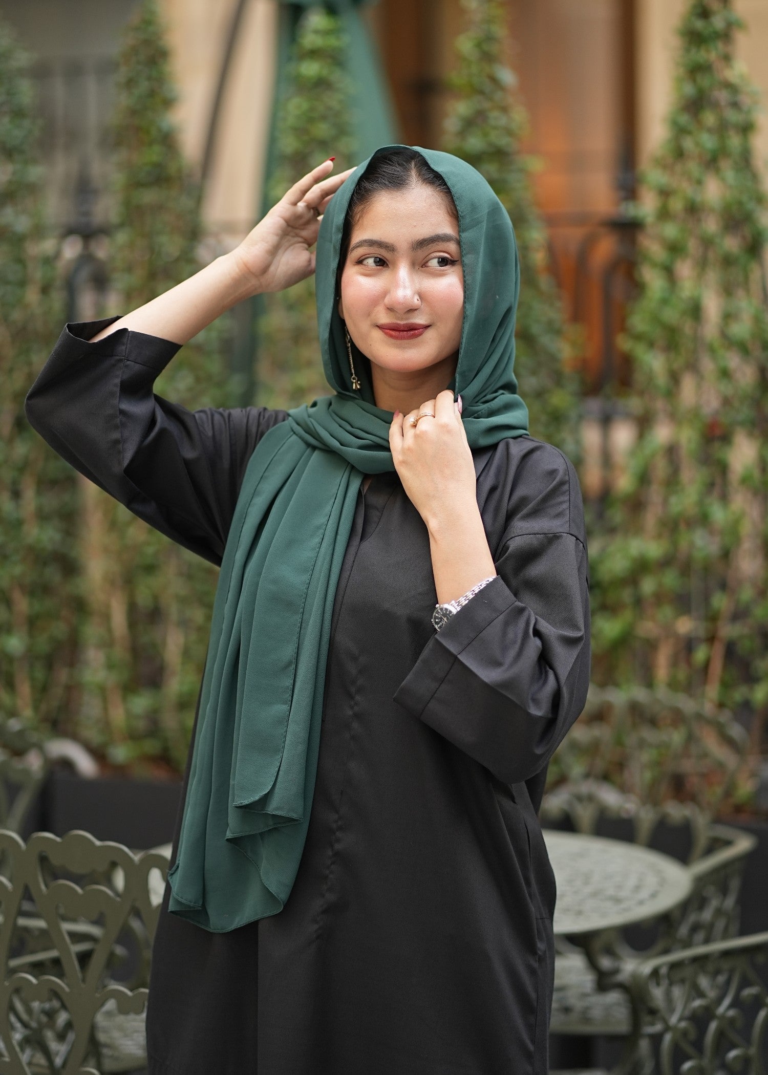 georgette chiffon Hijab in Green