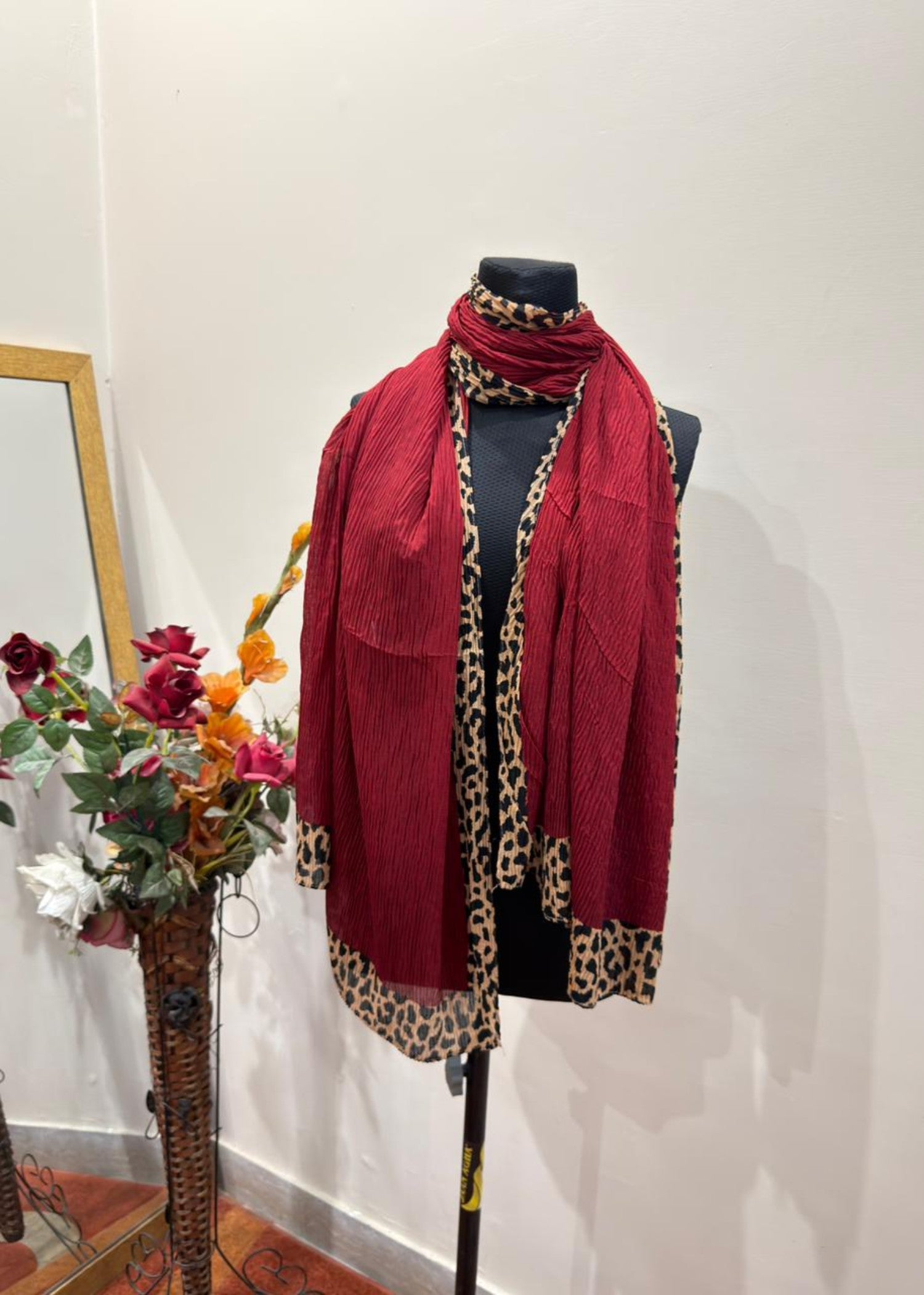 textured lawn Hijab in Cardinal red