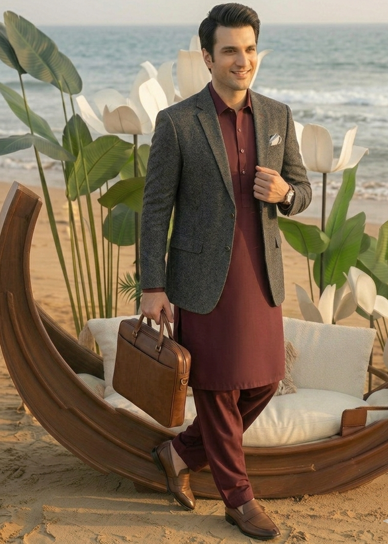 wool Blazer in Grey