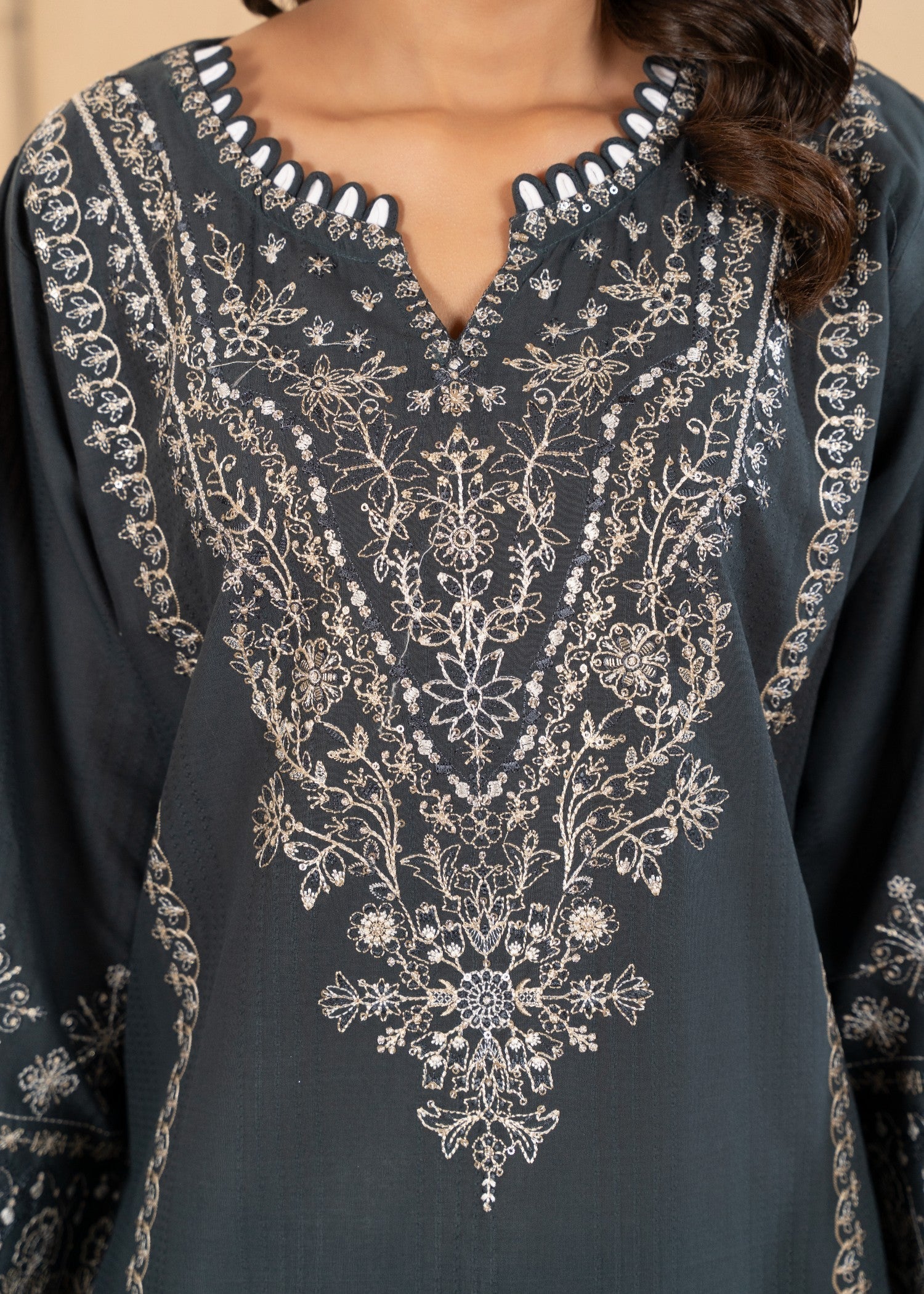 cotton Kurta Set in Zinc grey