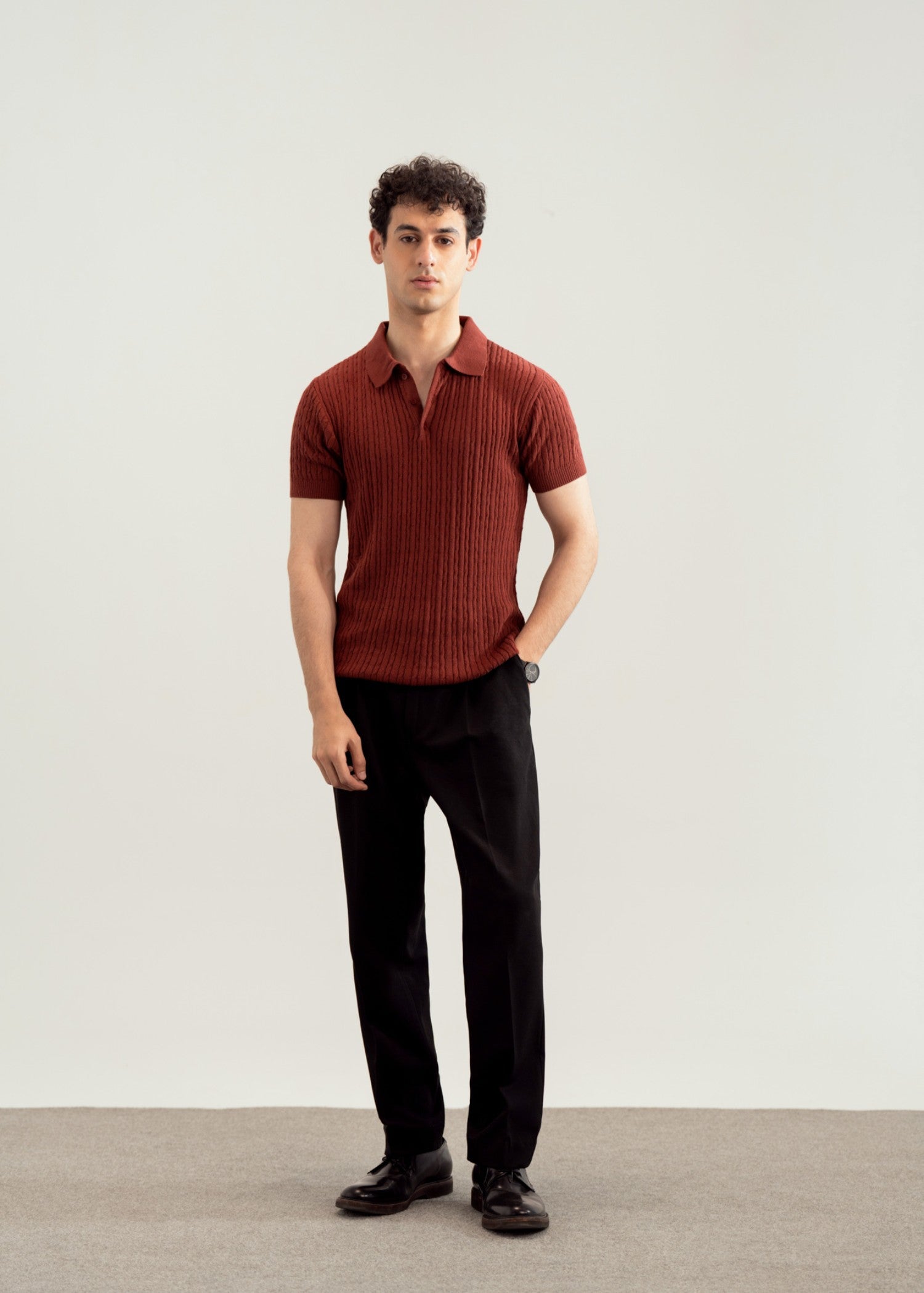 cotton Polo Shirt in Rust orange