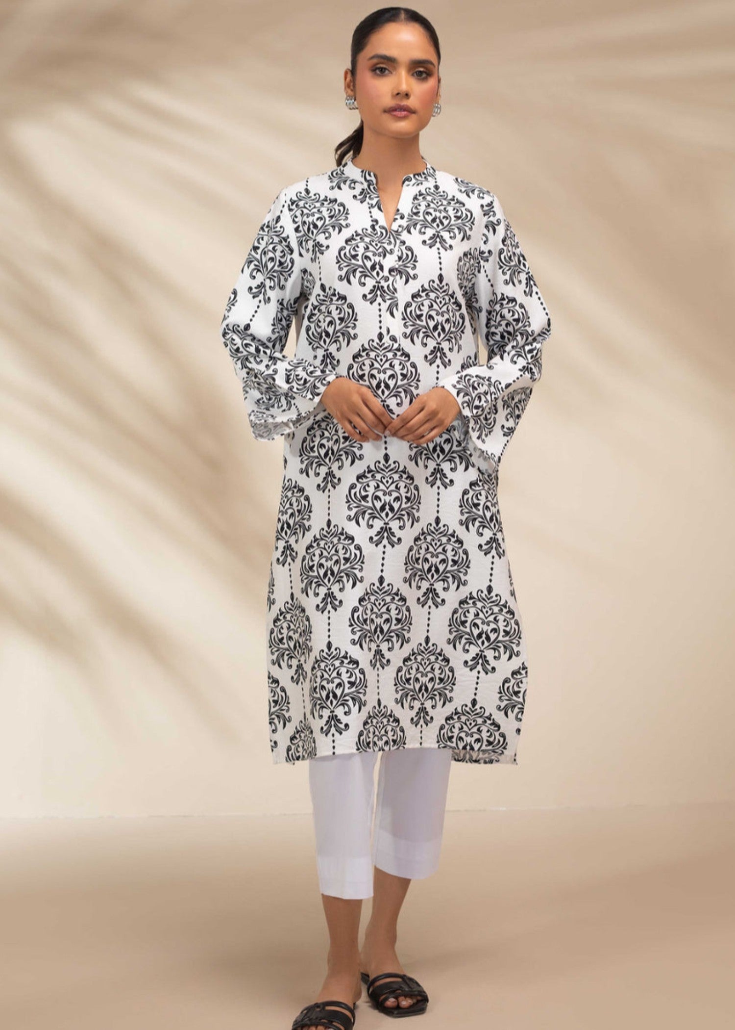 cotton viscose Kurti in White, black