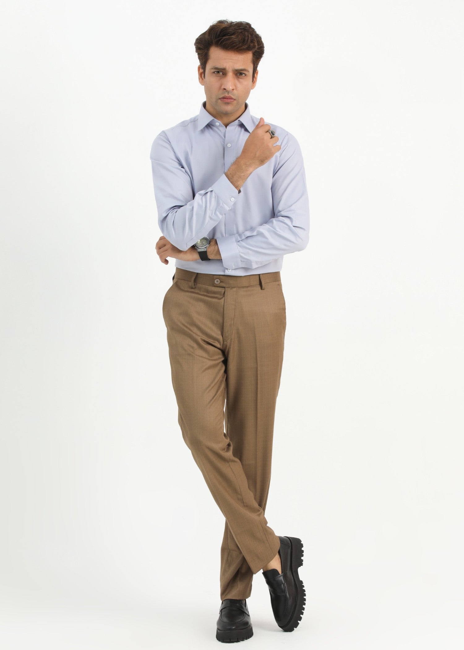 cotton silk Formal Shirt in Powder blue