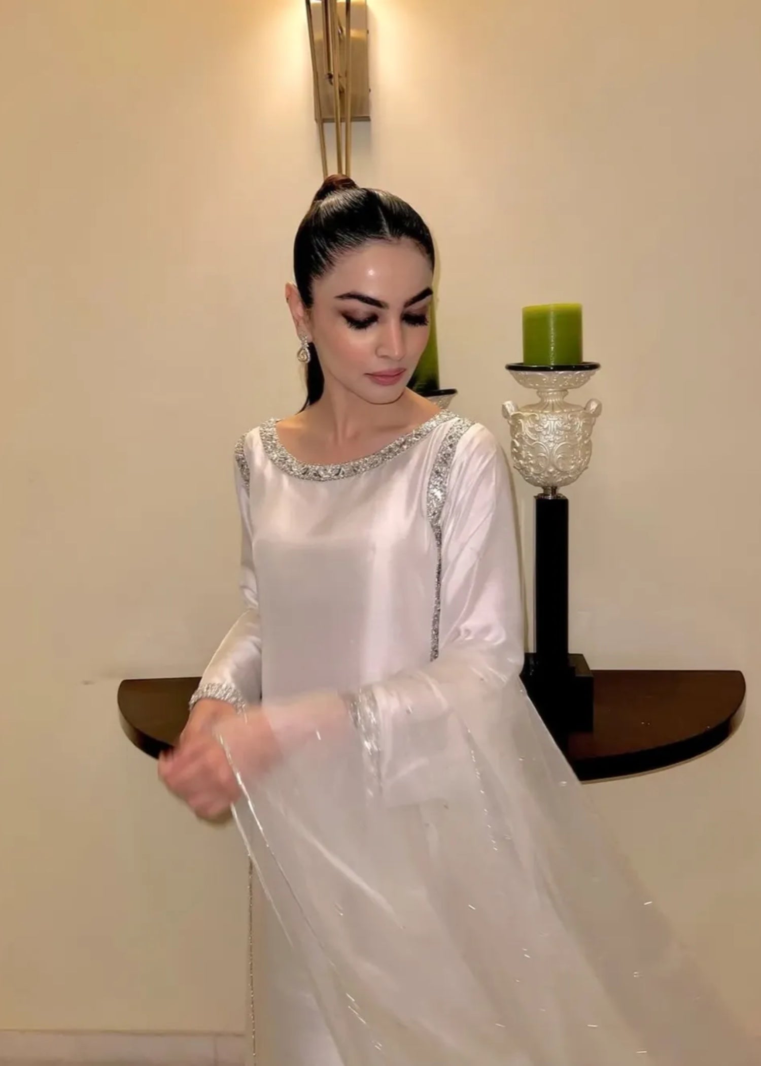 silk Kurta Set in White