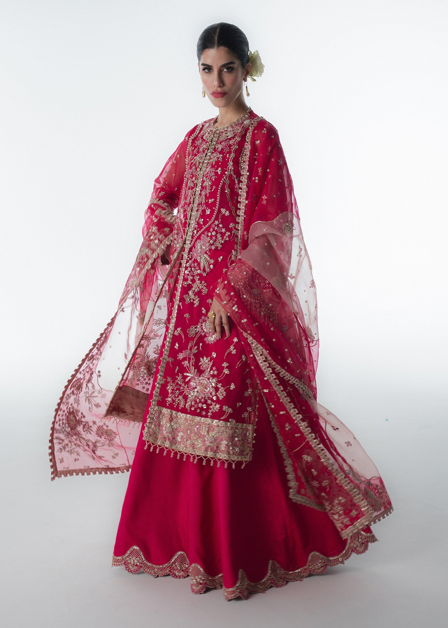 organza Sharara in Fuchsia