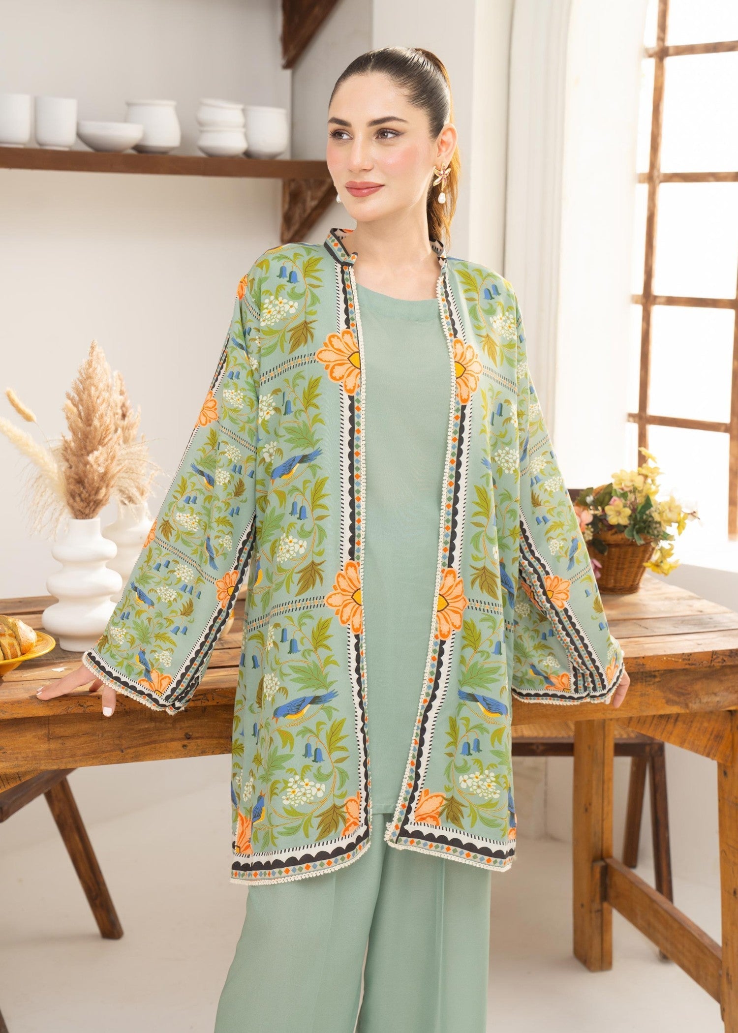 lawn Gown in Mint green