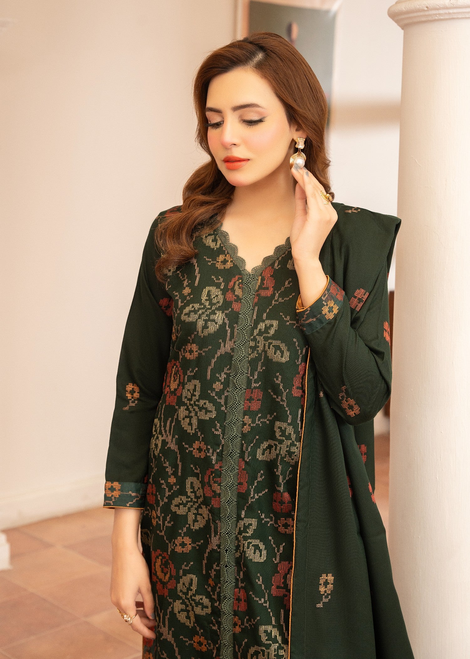 dhanak Kurta Set in Green