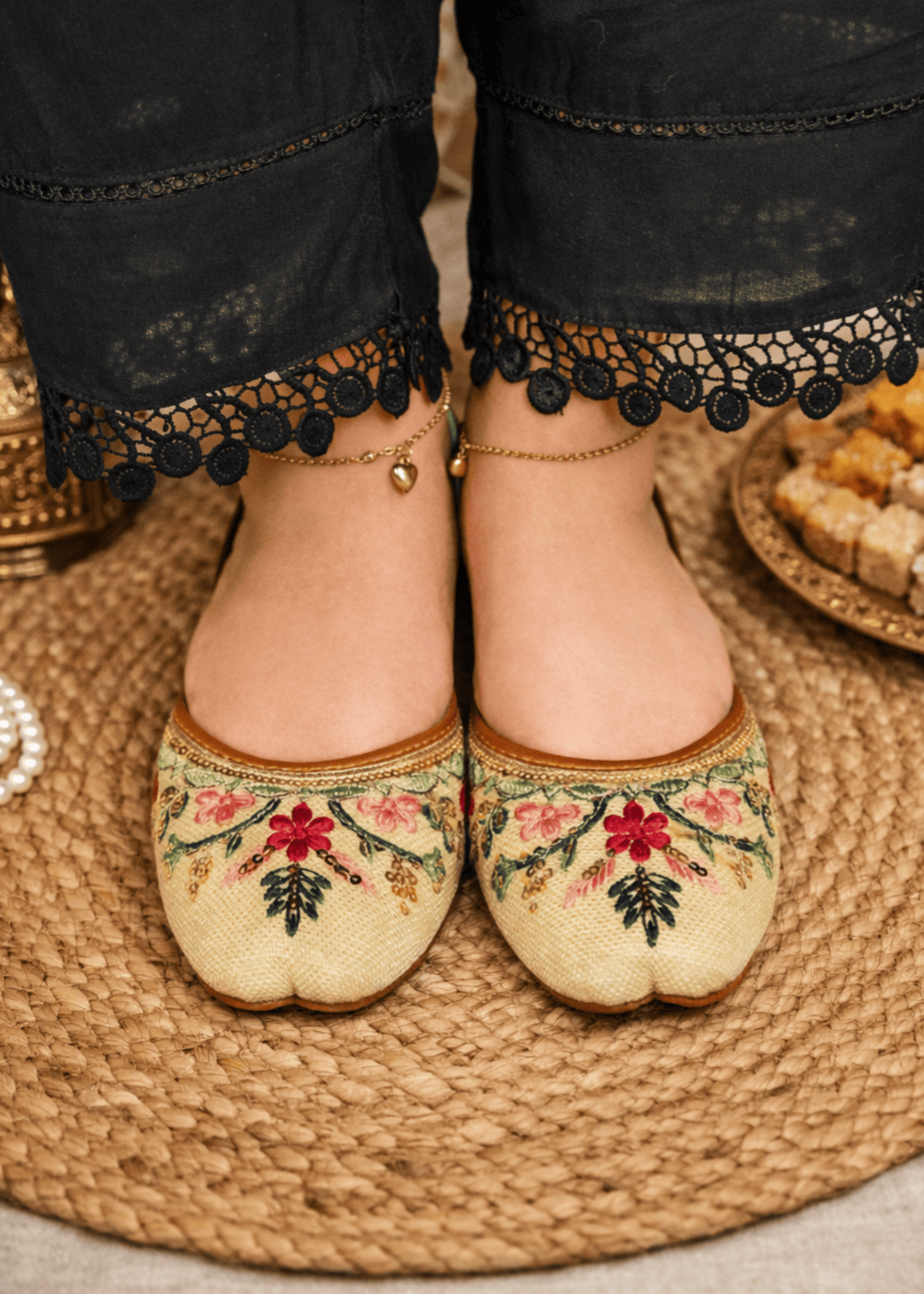 Khussa in Cream by - High Quality Women Khussa XEJ2801