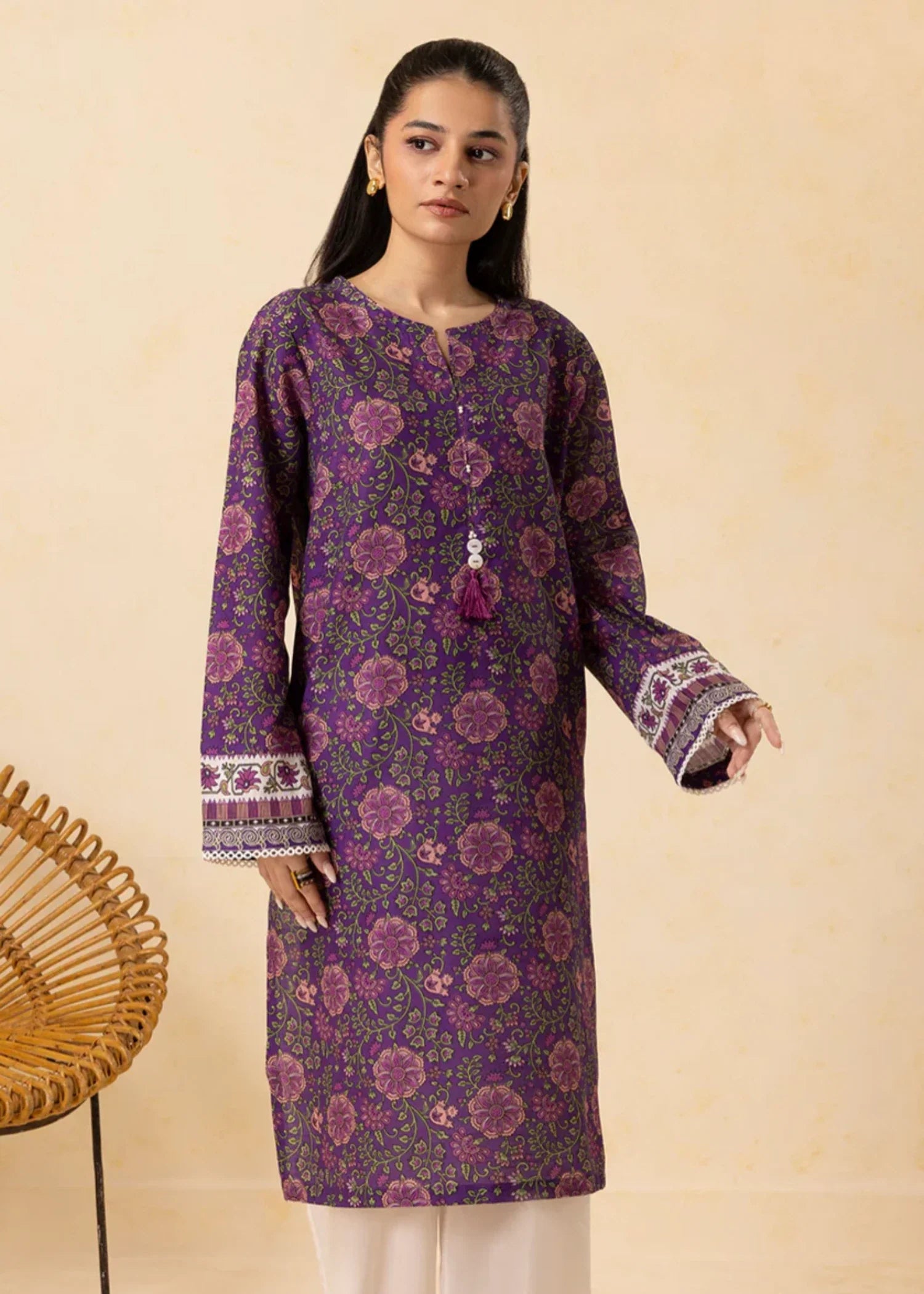 khaddar Kurti in Purple