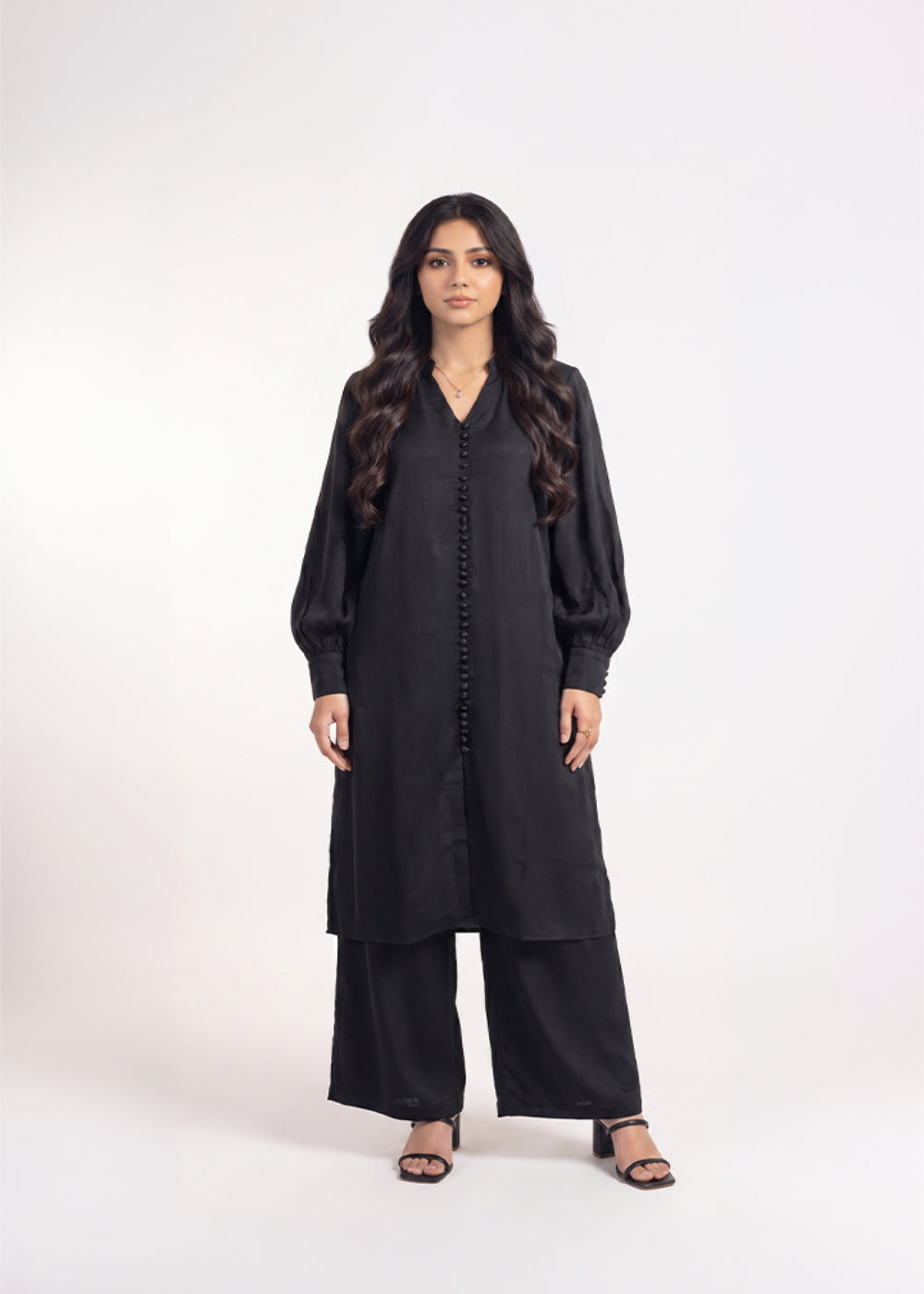 polycotton Kurta Set in Black