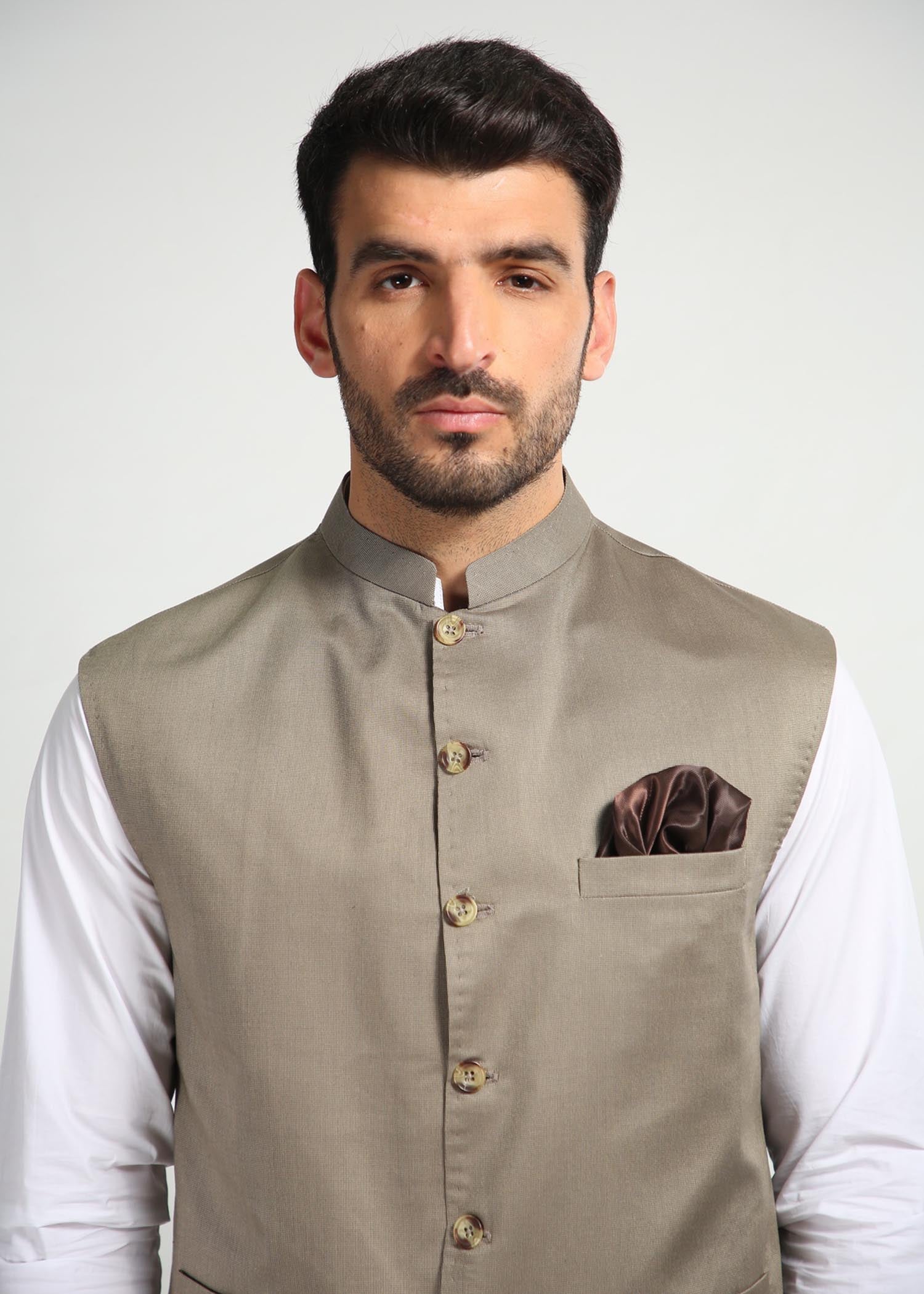 cotton Waistcoat in Grey by Nauroz