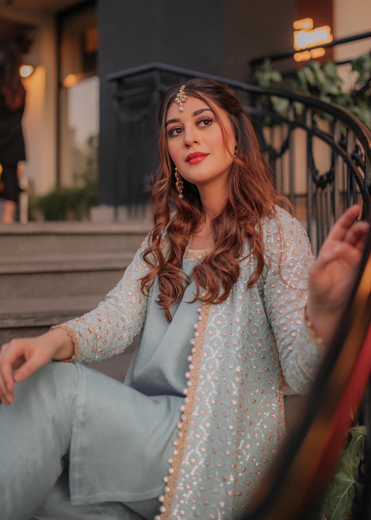 chiffon Gown in Ice blue