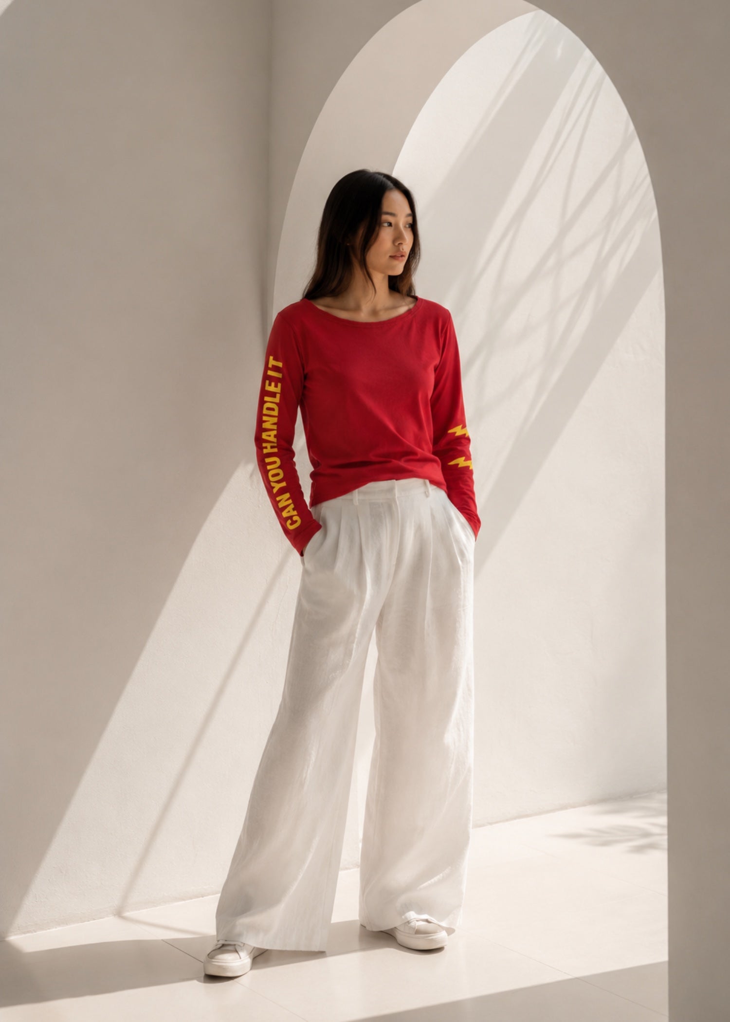 cotton jersey T Shirt in Red
