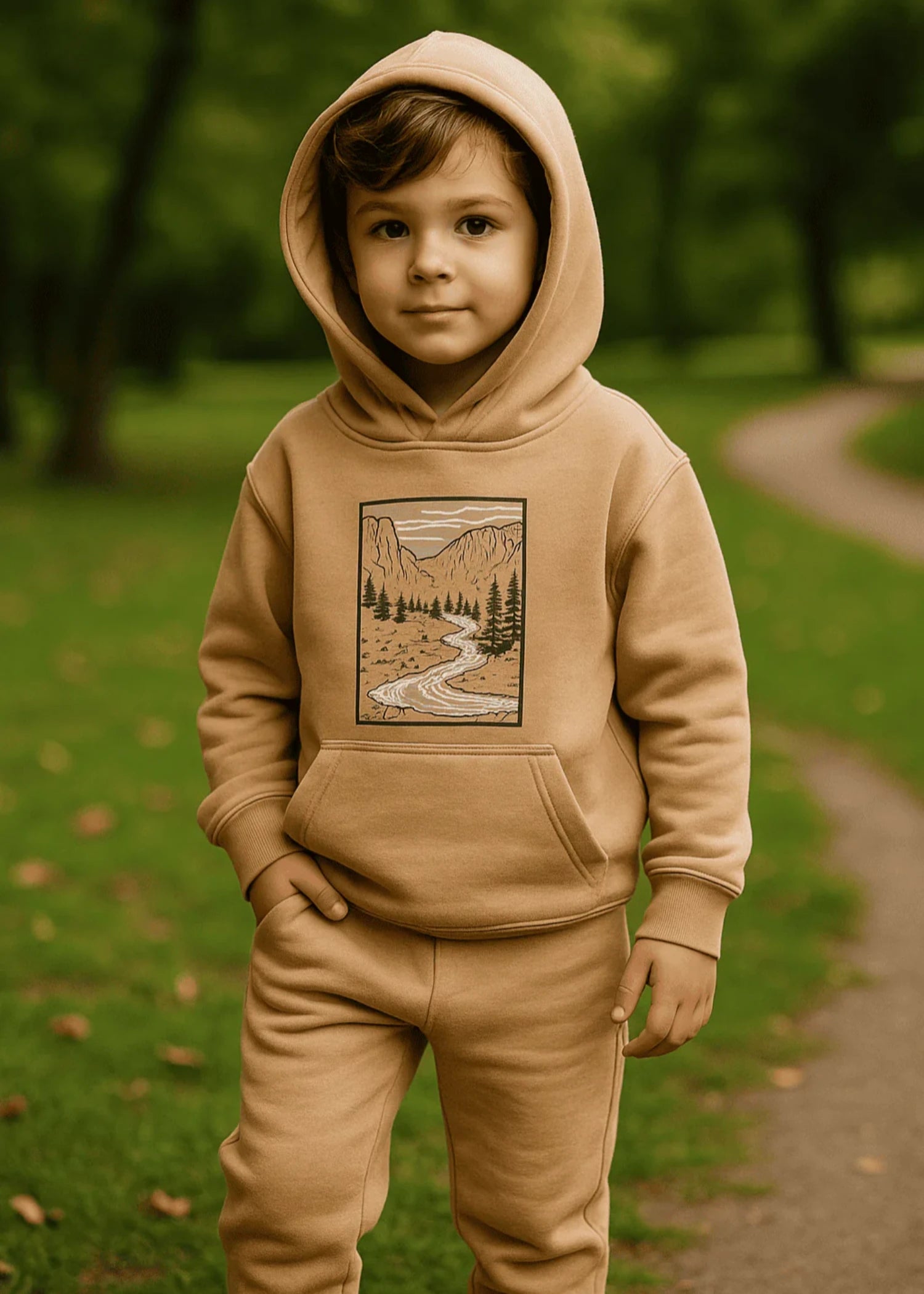 polycotton Hoodie in Beige