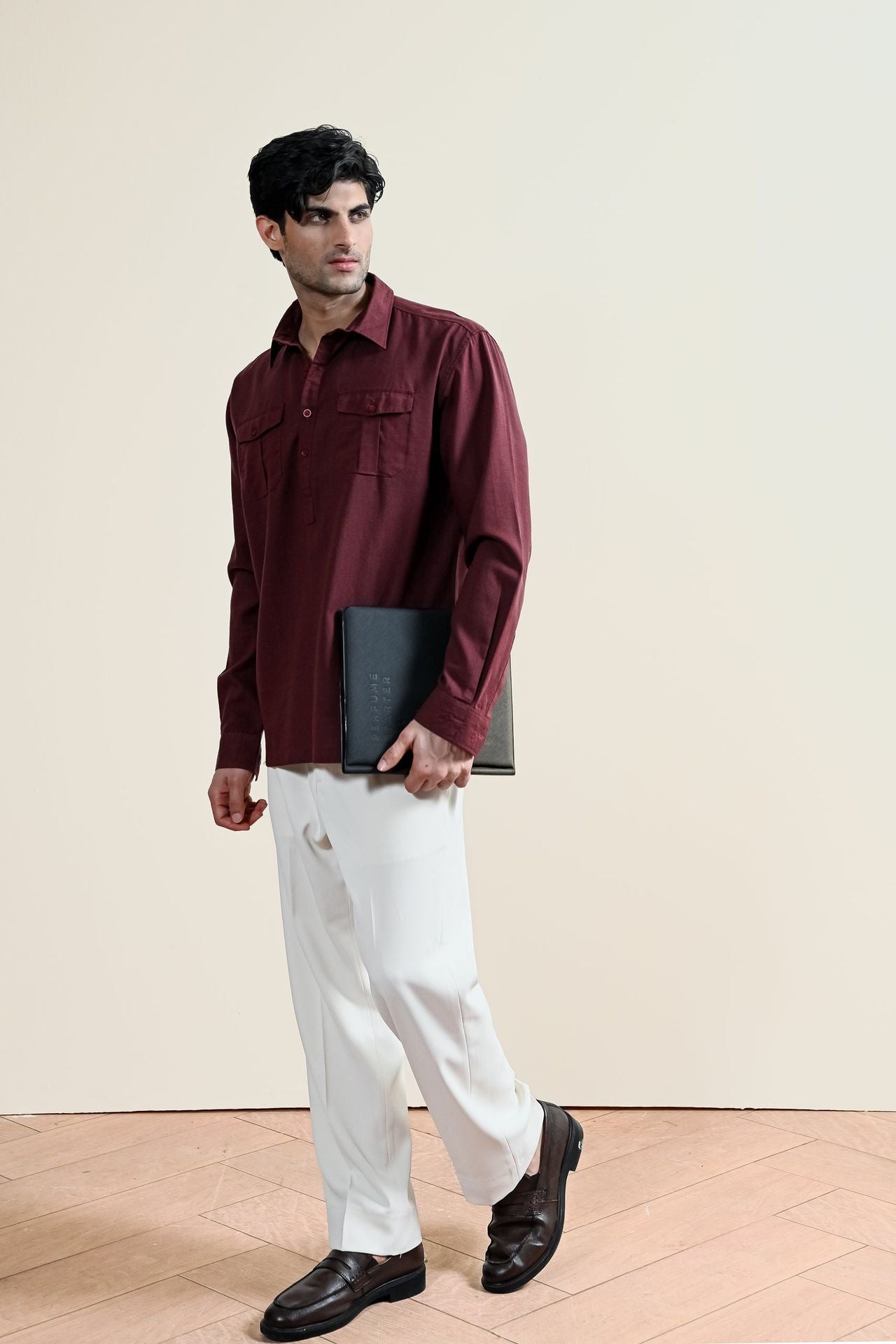 blended linen Casual Shirt in Maroon