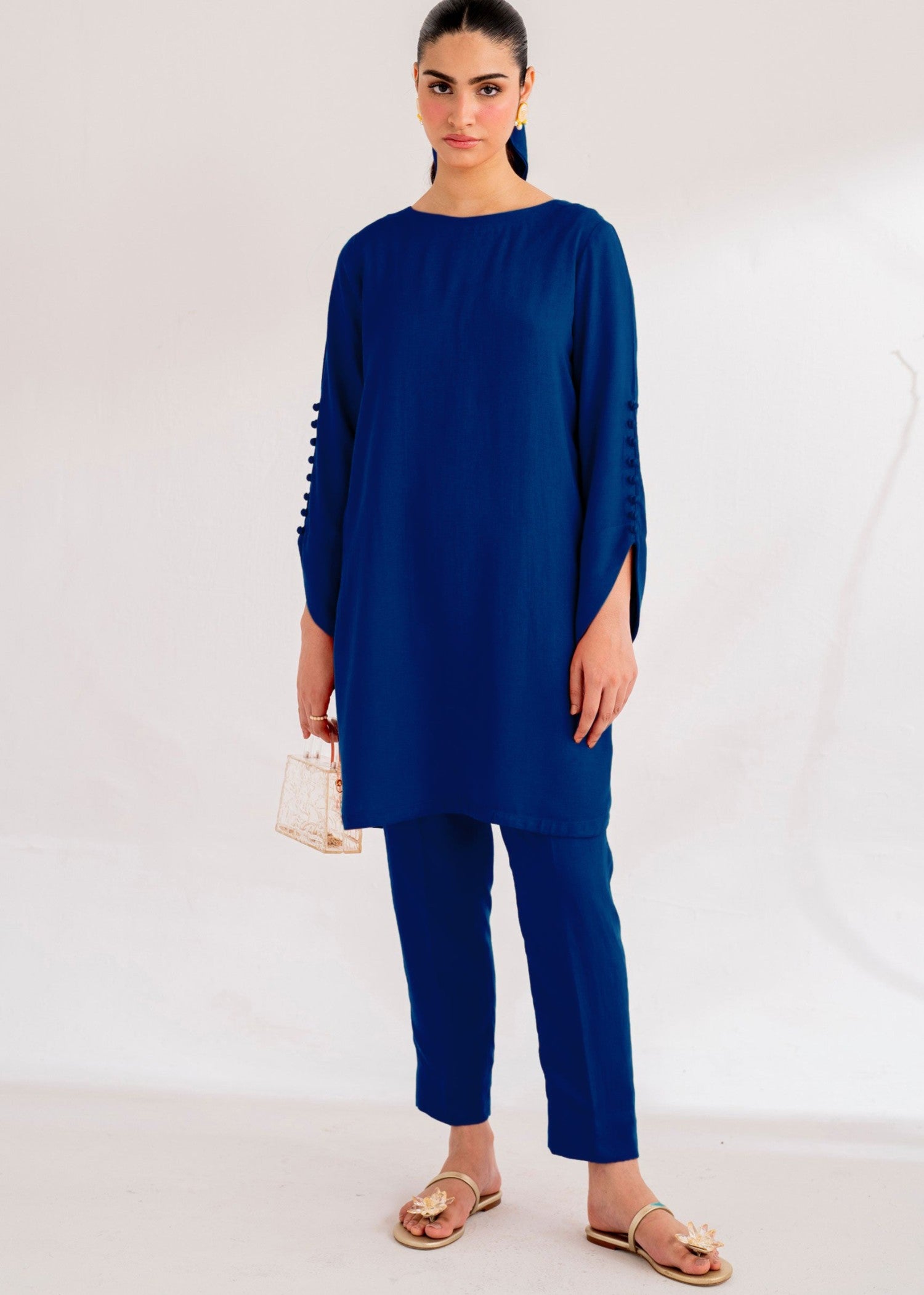 silk karandi Kurta Set in Royal blue
