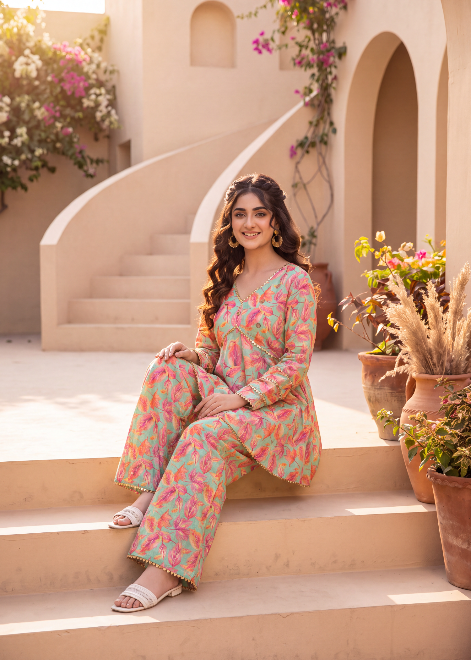 lawn Co Ord Sets in Aquamarine, lollipop pink