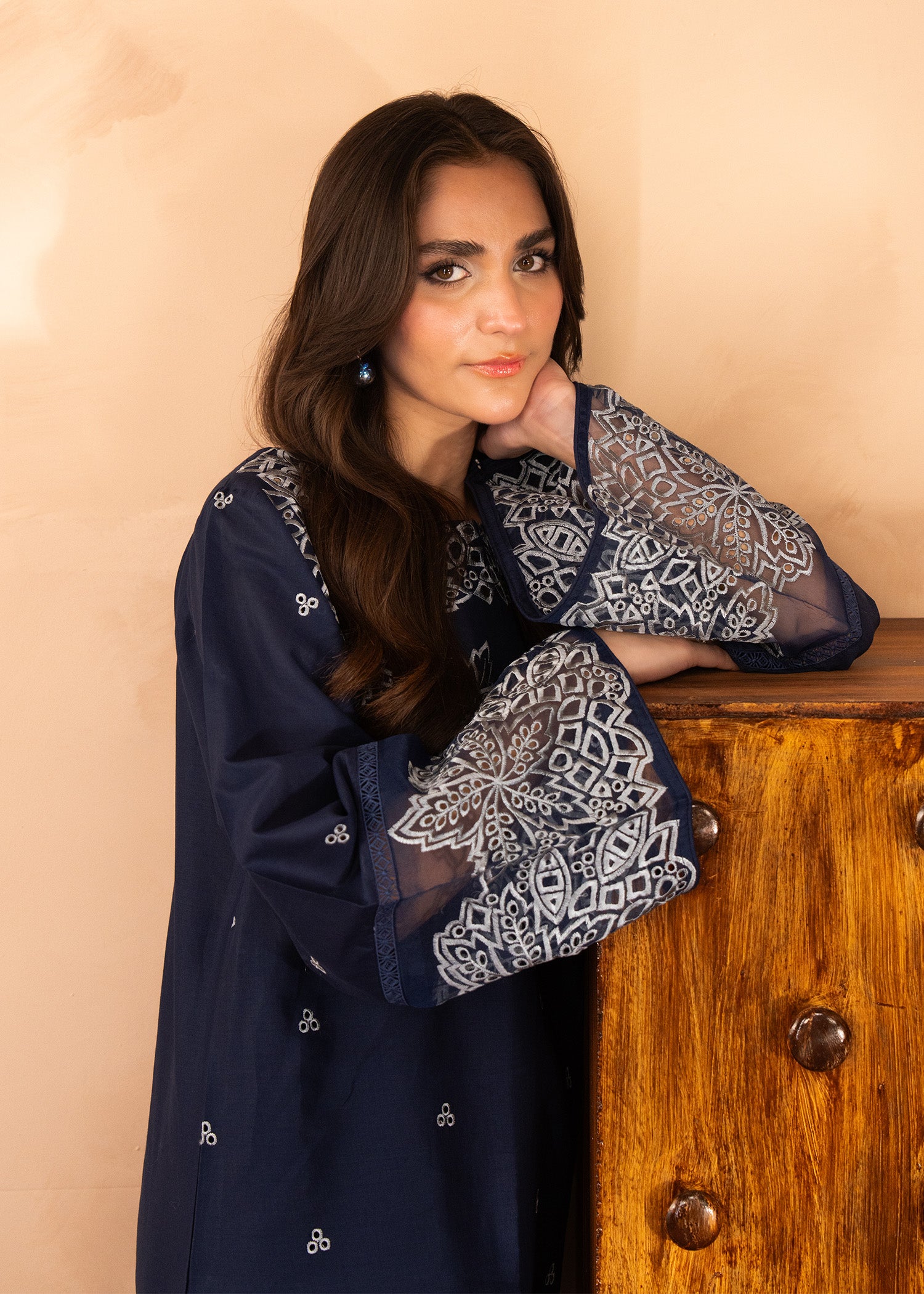lawn Kurti in Navy blue