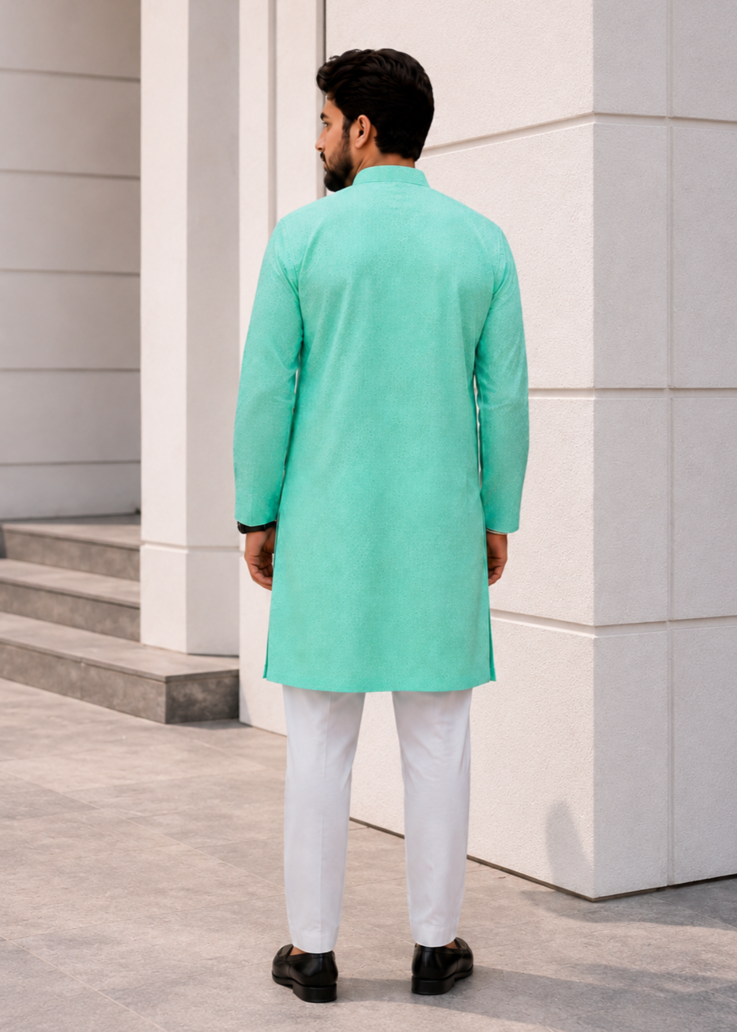 chikankari cotton Kurta Set in Aquamarine