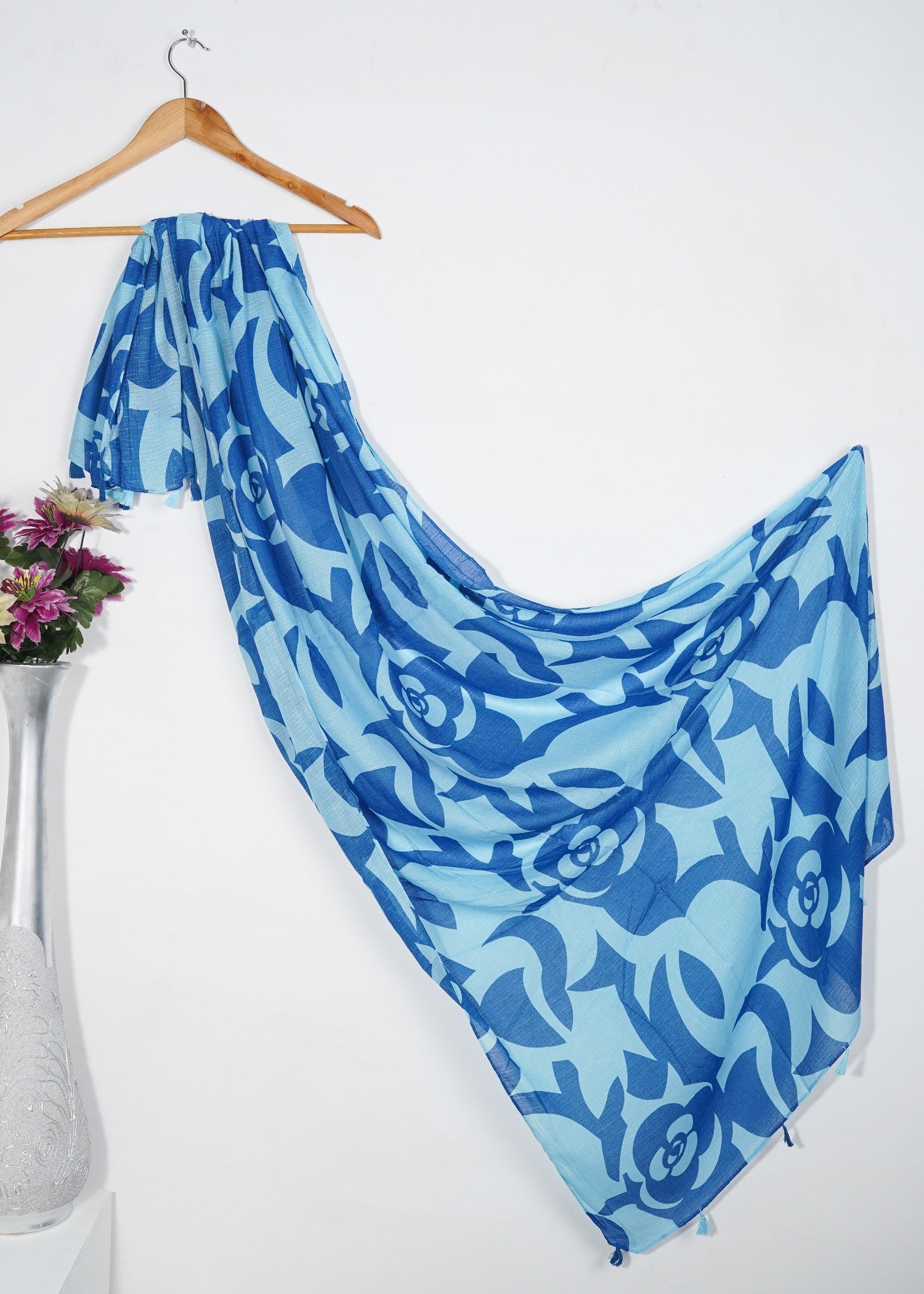 slub lawn Hijab in Blue, ice blue