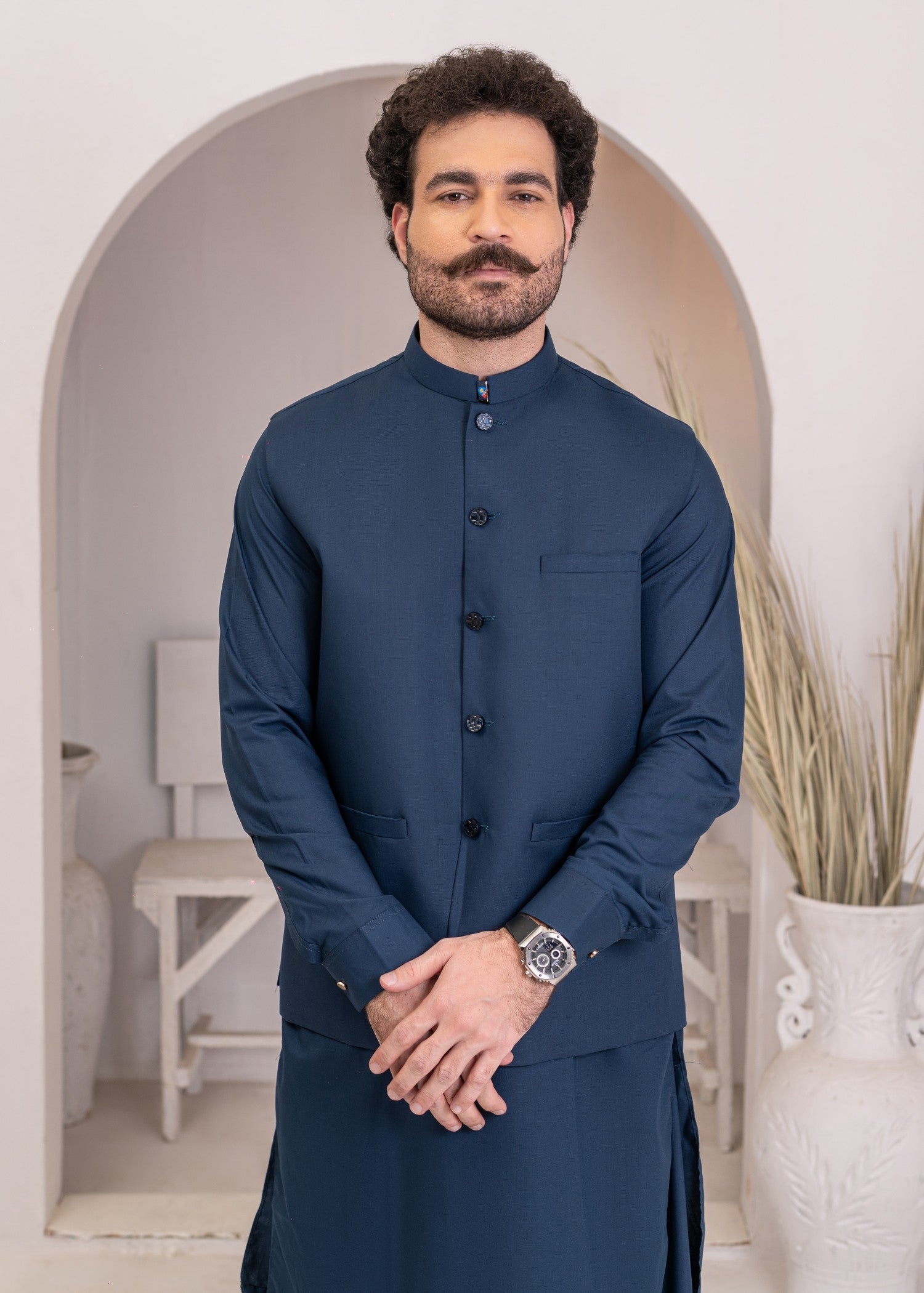 wash & wear Waistcoat in Dark blue