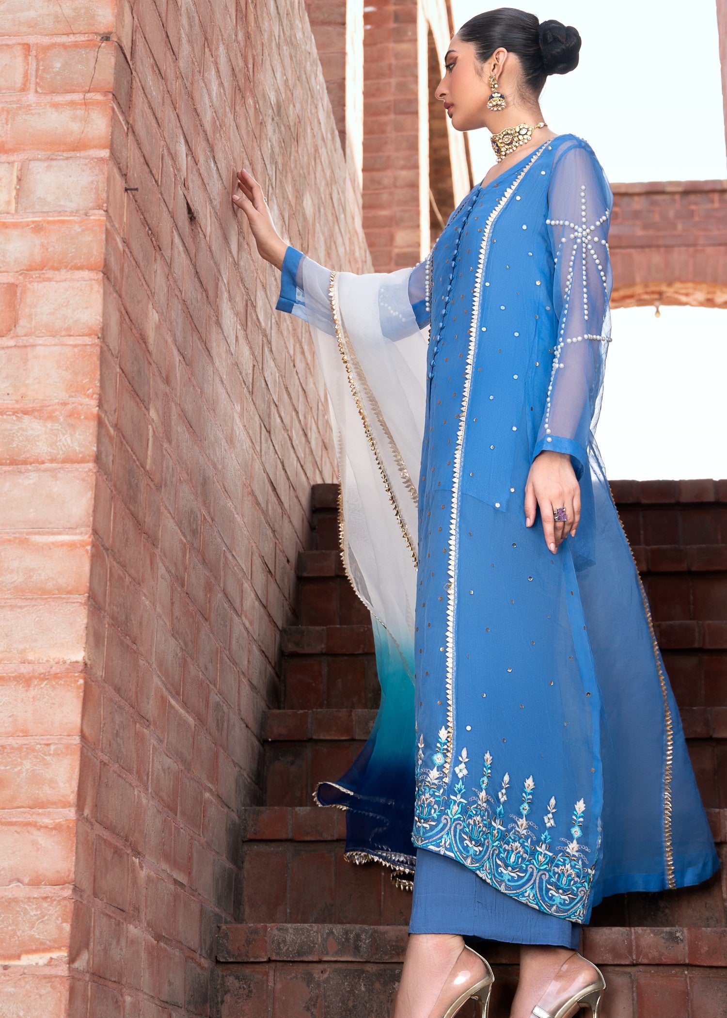 organza Gown in Blue