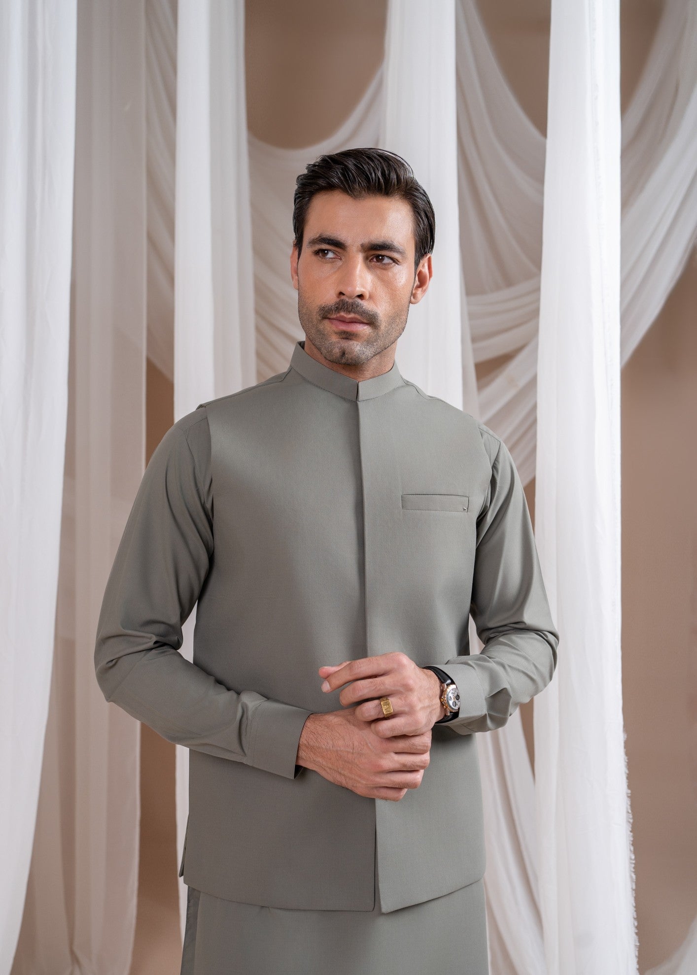 wash & wear Waistcoat in Grey by Muraqsh