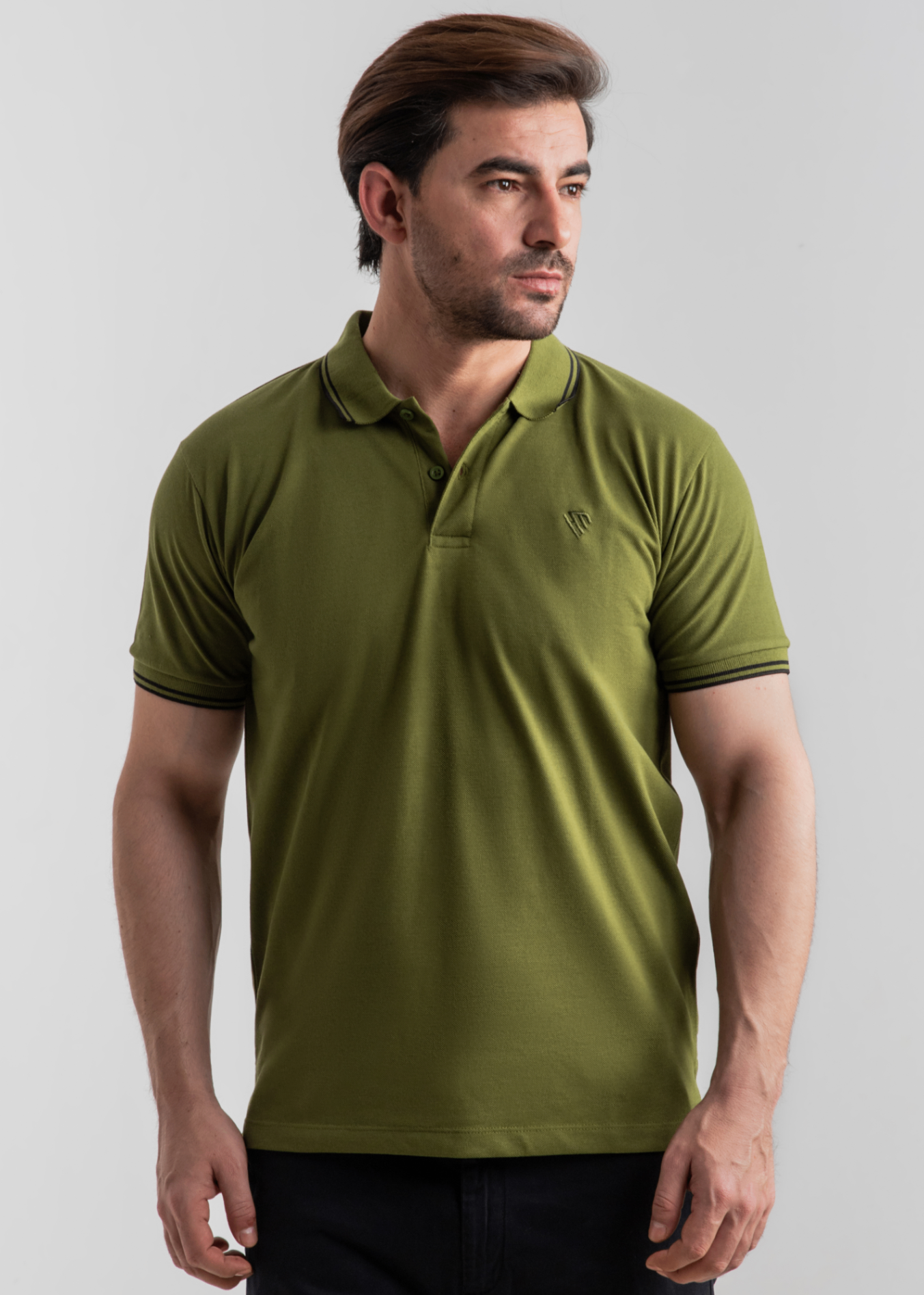 cotton Polo Shirt in Olive green