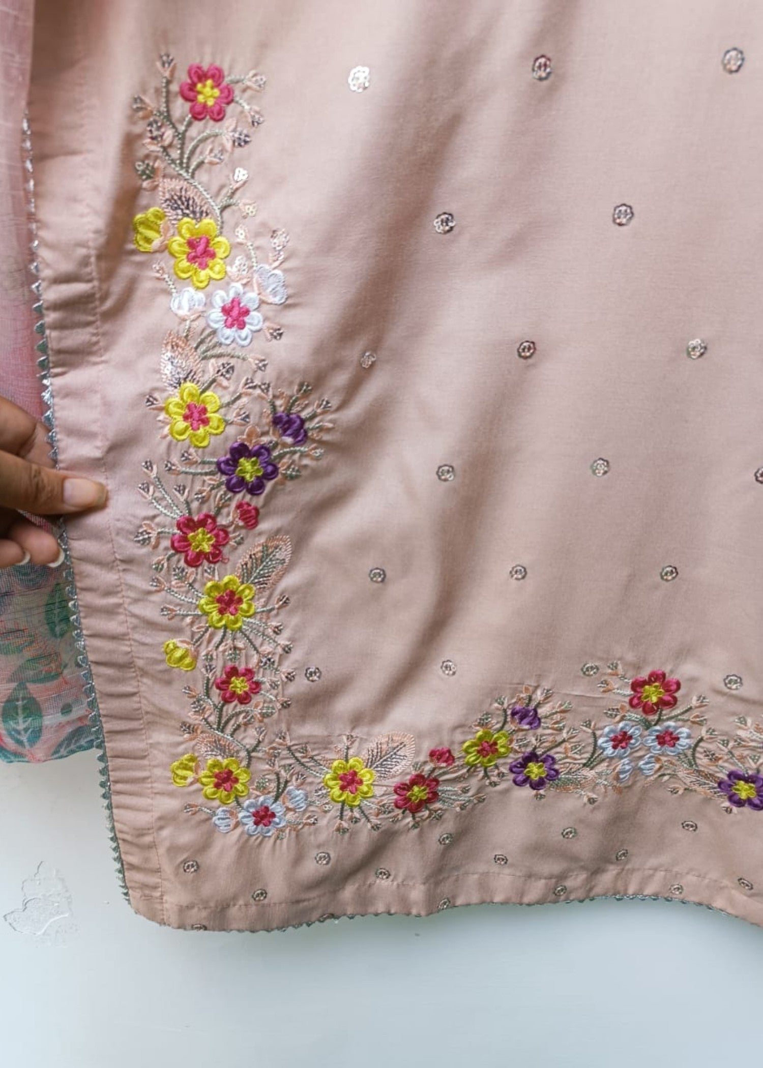 thai silk Kurta Set in Pink