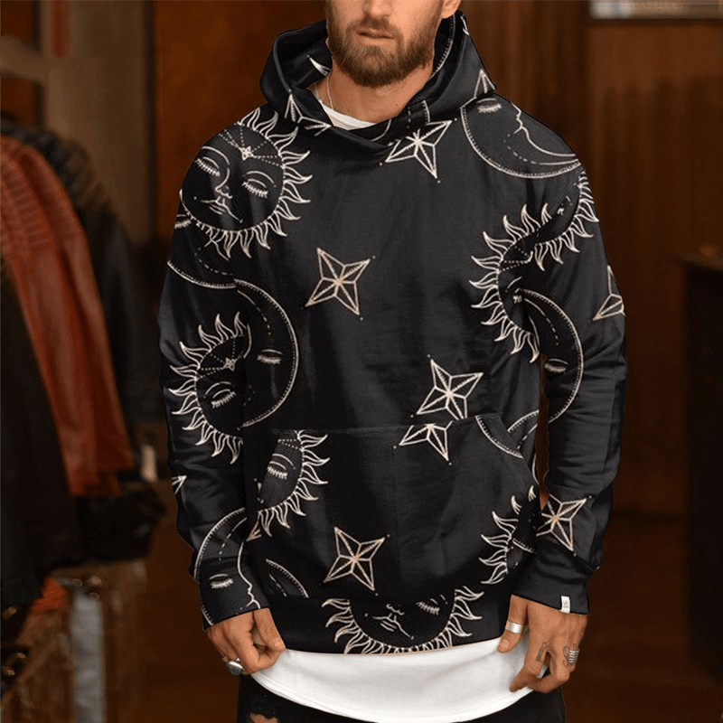 Loose Printed Casual Fleece Hooded Jacket