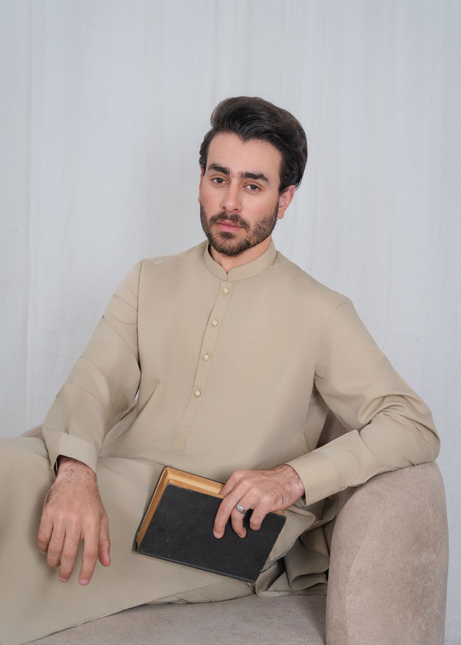 cotton Shalwar Kameez in Tan brown
