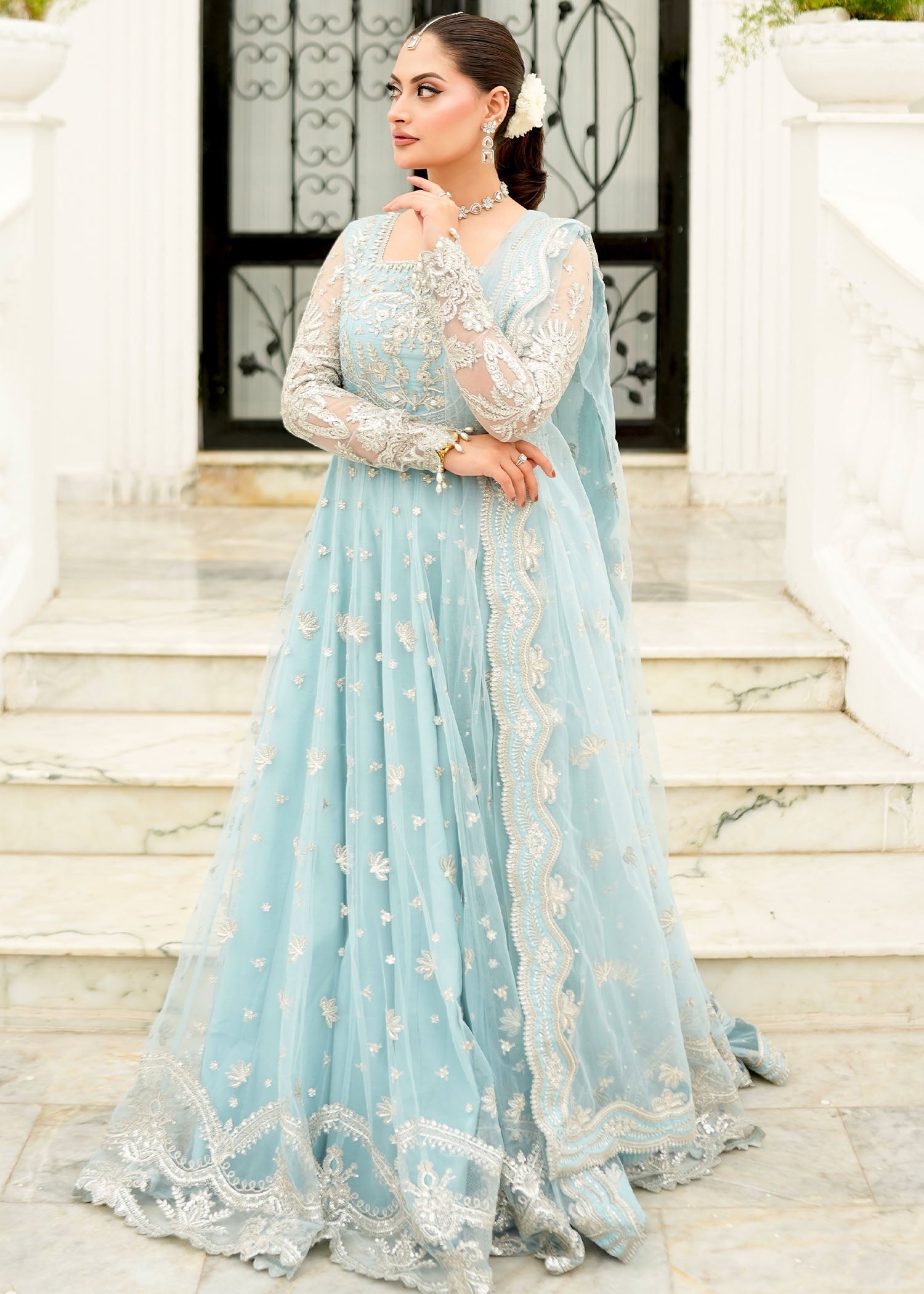 net Pishwas in Ice blue