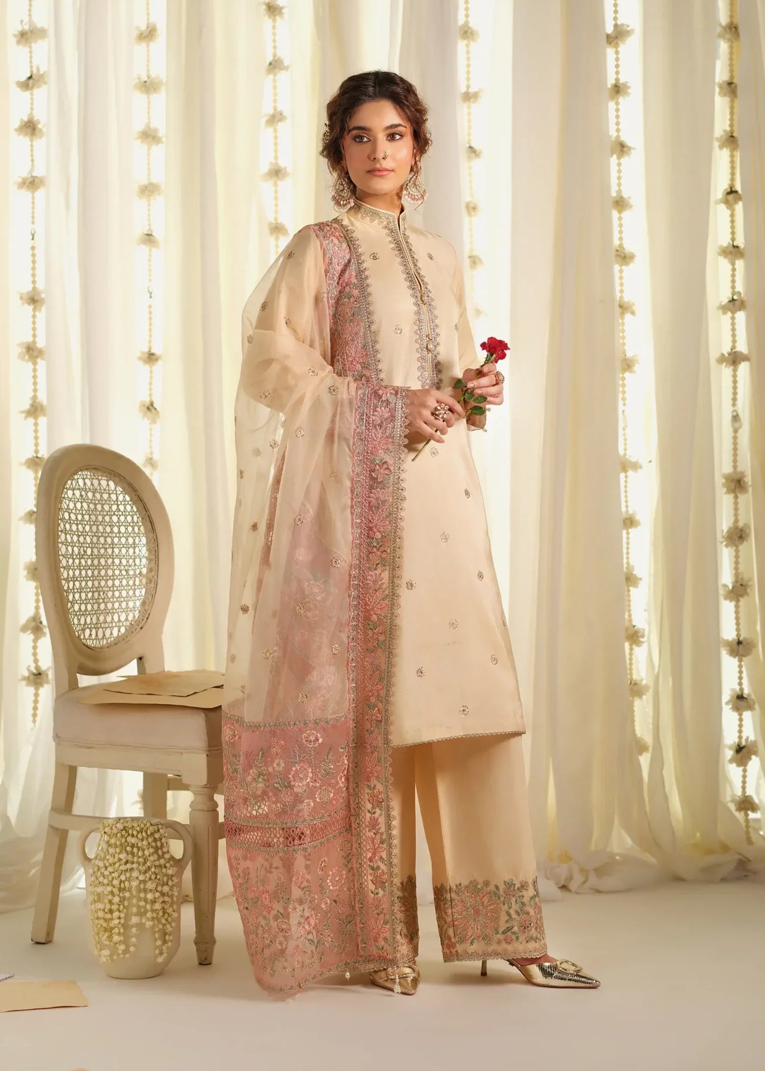 tussar silk Unstitched in Light yellow