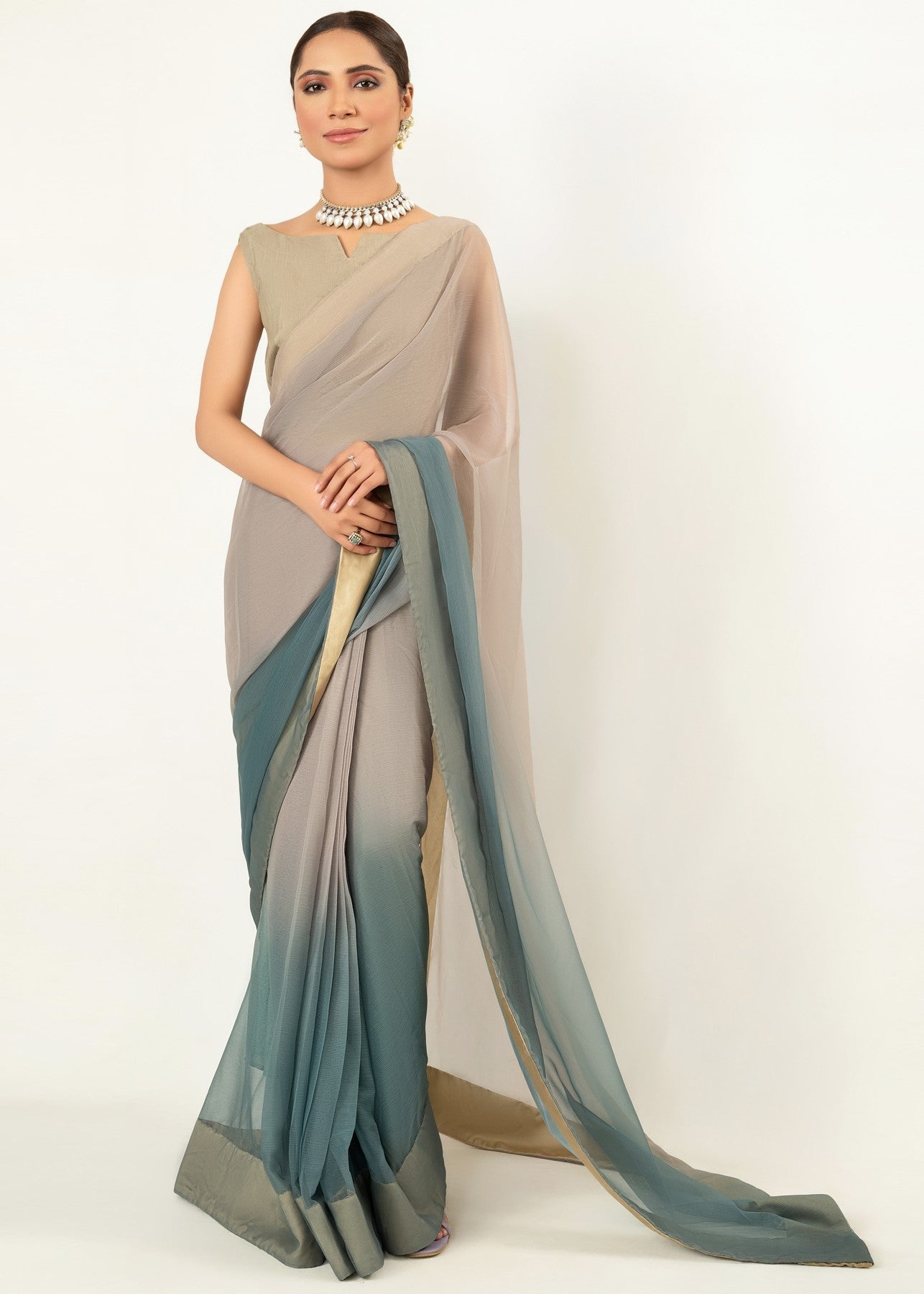 chiffon Unstitched in Mint green