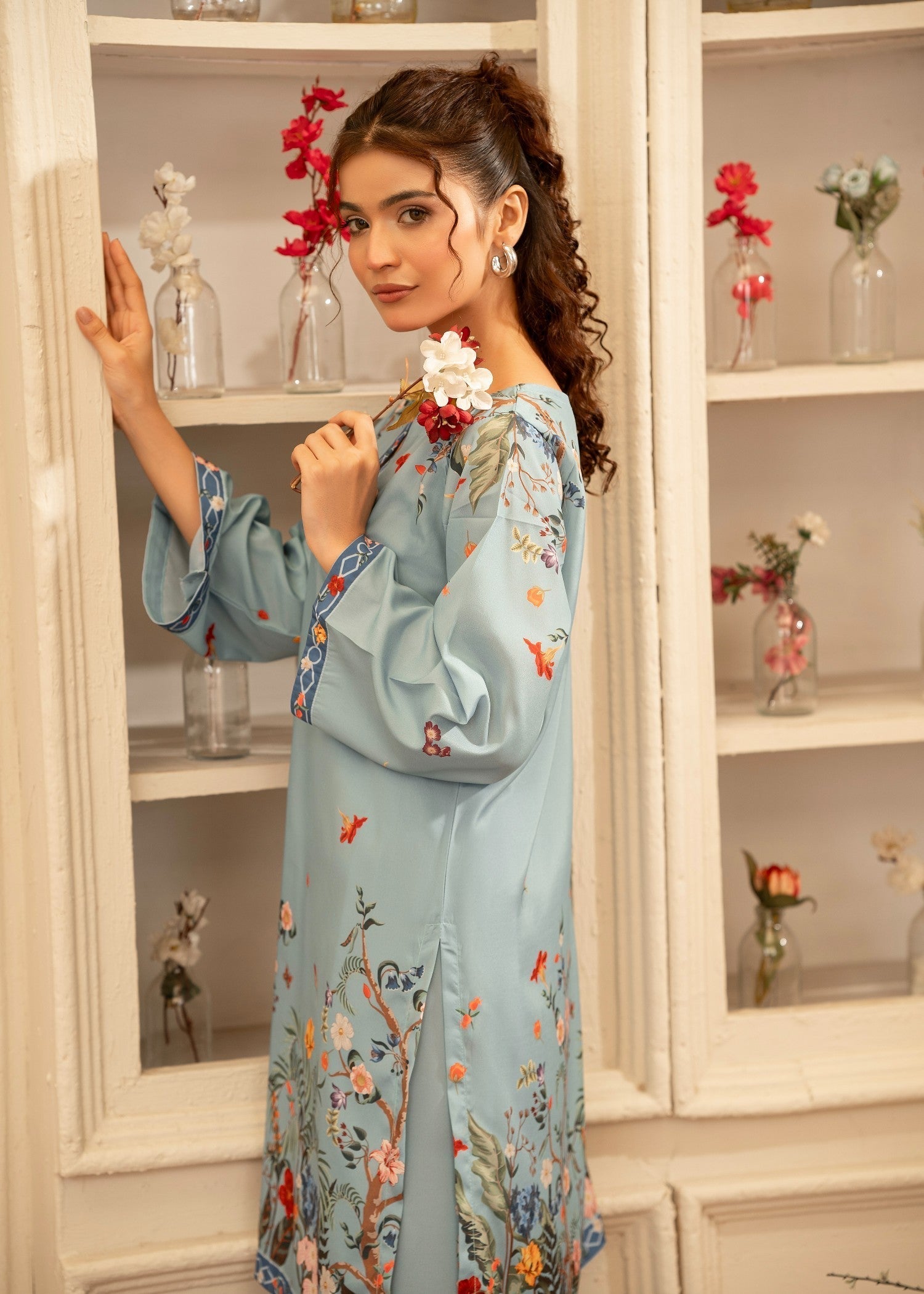 crepe Co Ord Sets in Ice blue