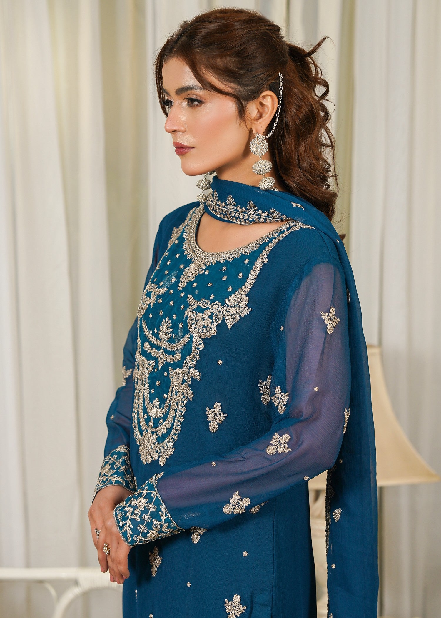 chiffon Unstitched in Azure