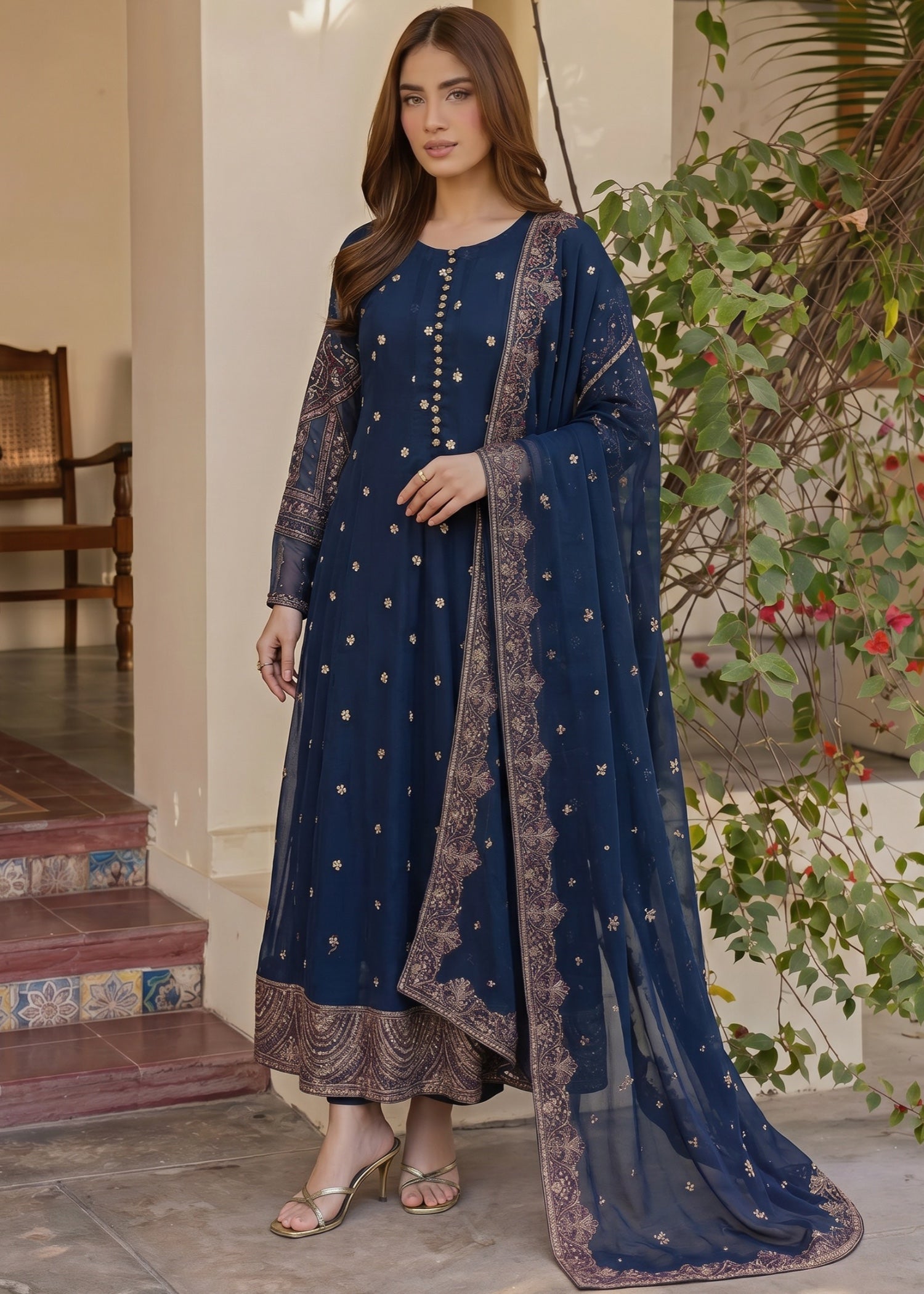 chiffon Maxi in Cobalt blue