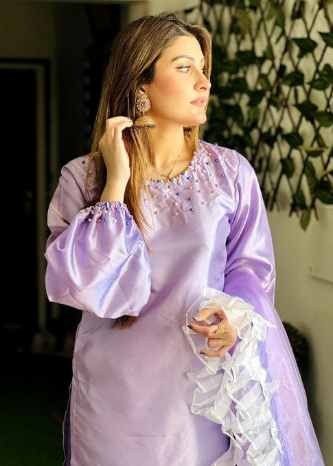 kattan silk Kurta Set in Lavender