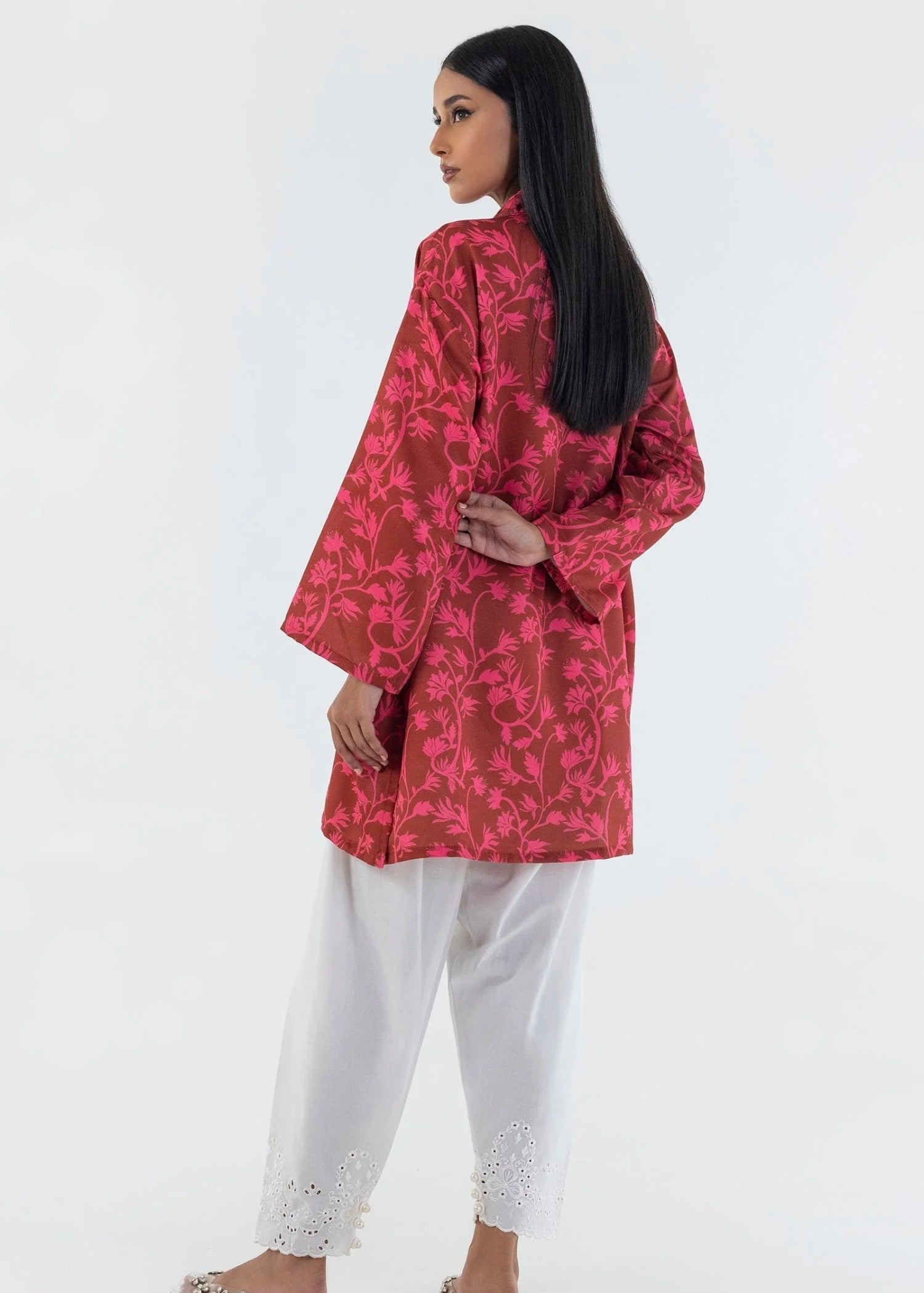 cotton net Kurti in Red